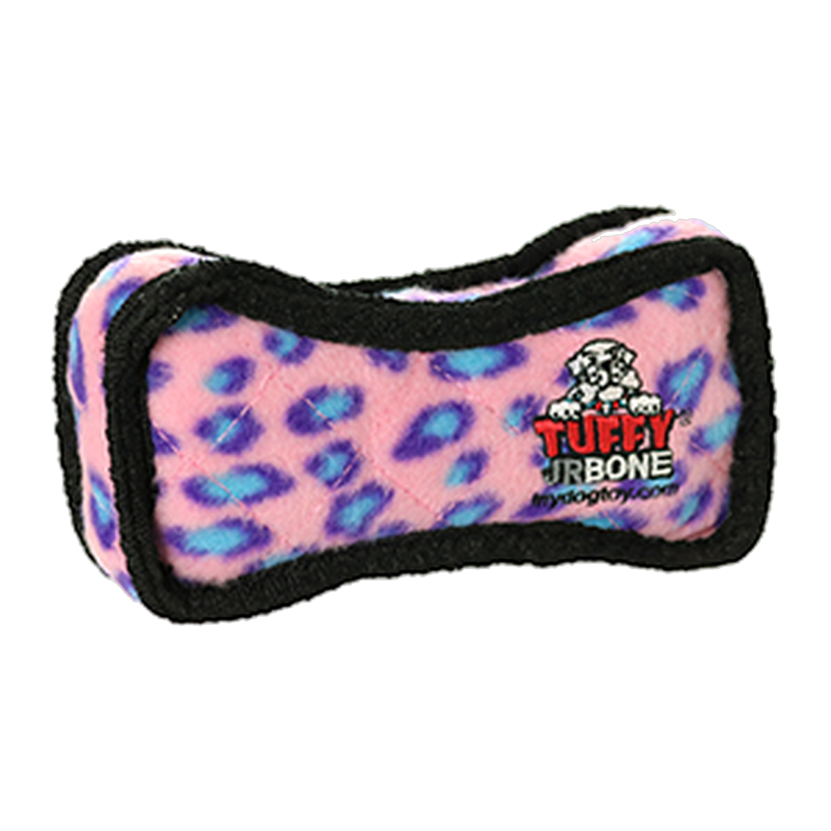Tuffy Jr Bone2 Pink Leopard Dog Toy front view #Small