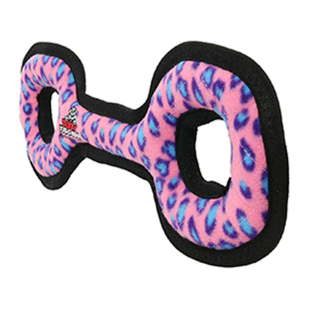 Tuffy Tug-O-War Dog Toy Pink Leopard angled view