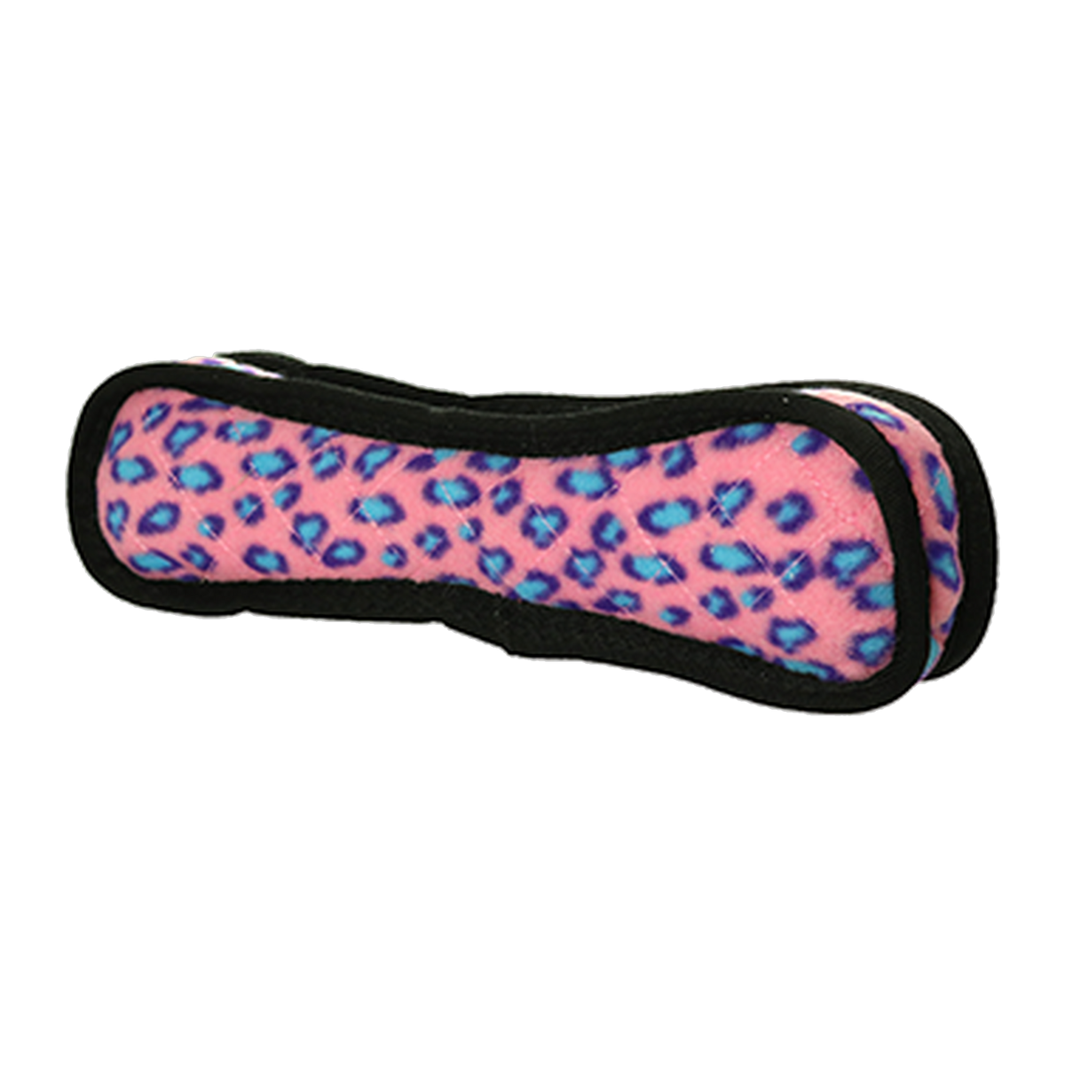 Tuffy Ultimate Bone Pink Leopard Dog Toy three-quarter view