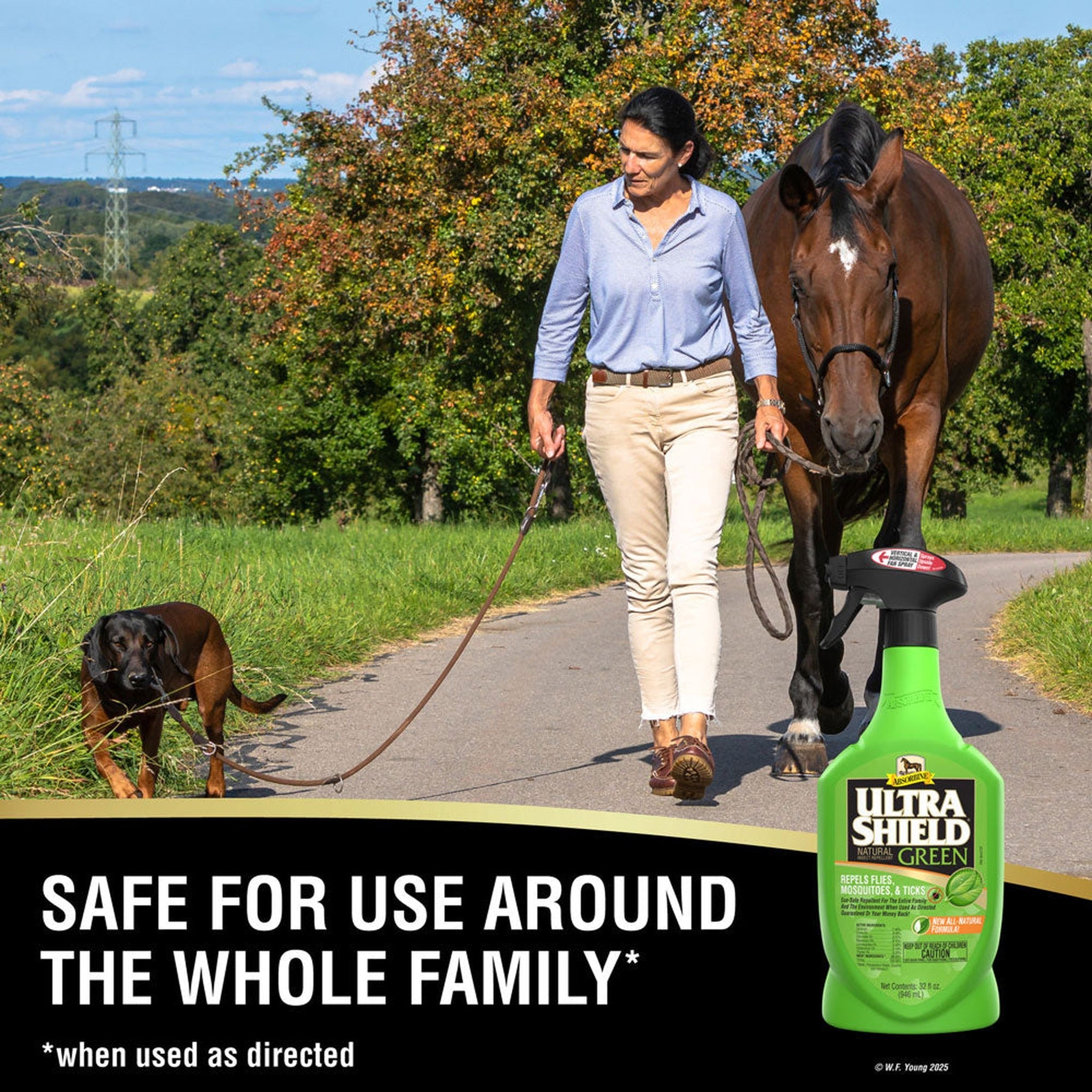 UltraShield Green natural fly repellent, safe for use around the whole family