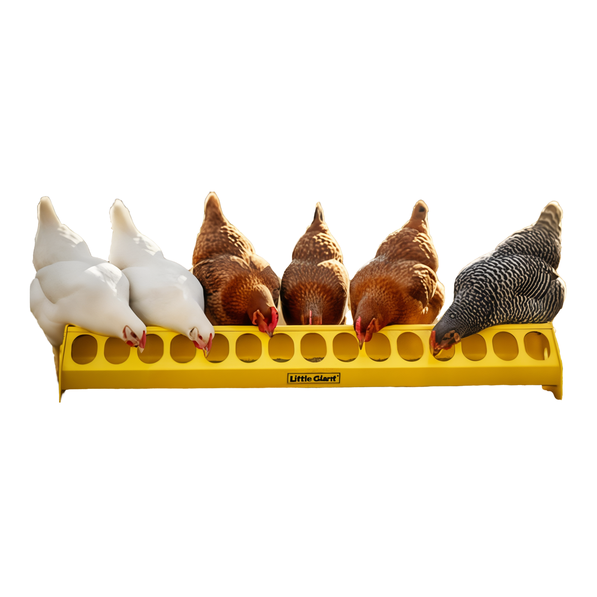 Little Giant Flip-Top Poultry Ground Feeder in yellow color.