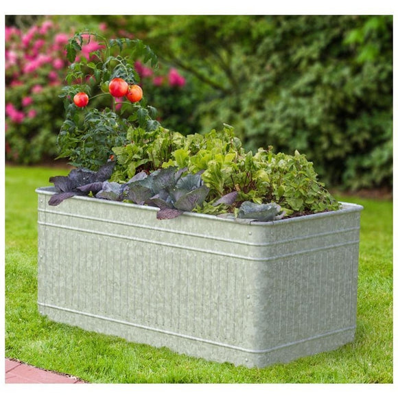 RAISED GALVANIZED TROUGH PLANTER