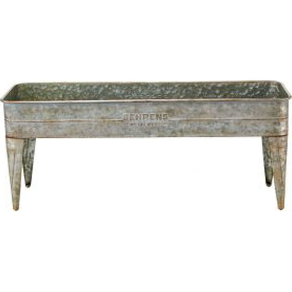 EMBOSSED AGED GALVANIZED PLANTER W/LEGS
