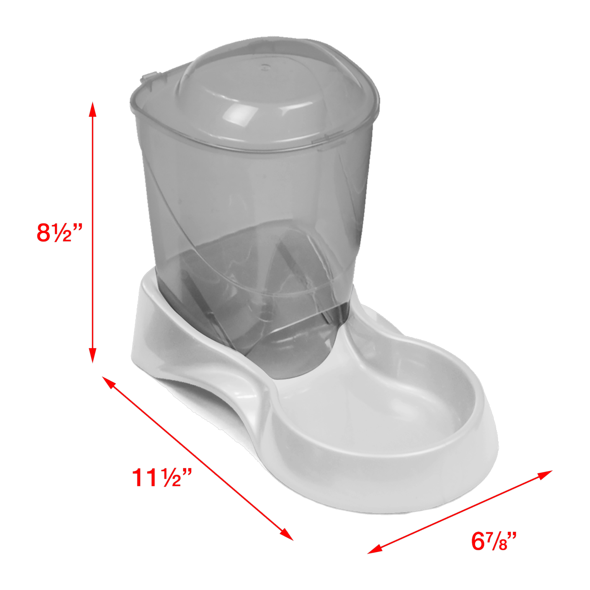 Van Ness Auto Feeder Small 3 lb dimensions, 8.5 in high by 11.5 in wide by 6.88 in deep