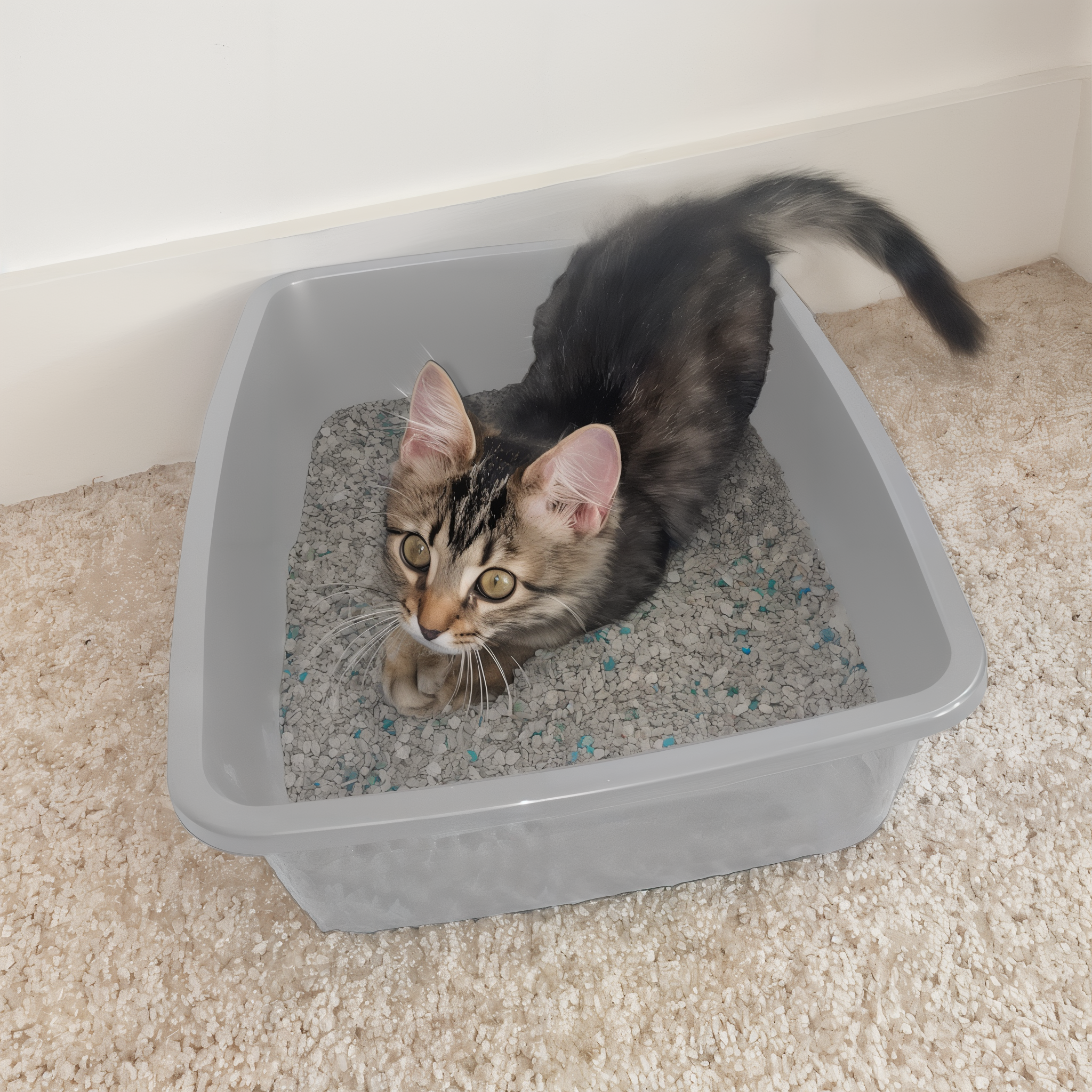 Cat digging in the Van Ness Cat Litter Pan Medium