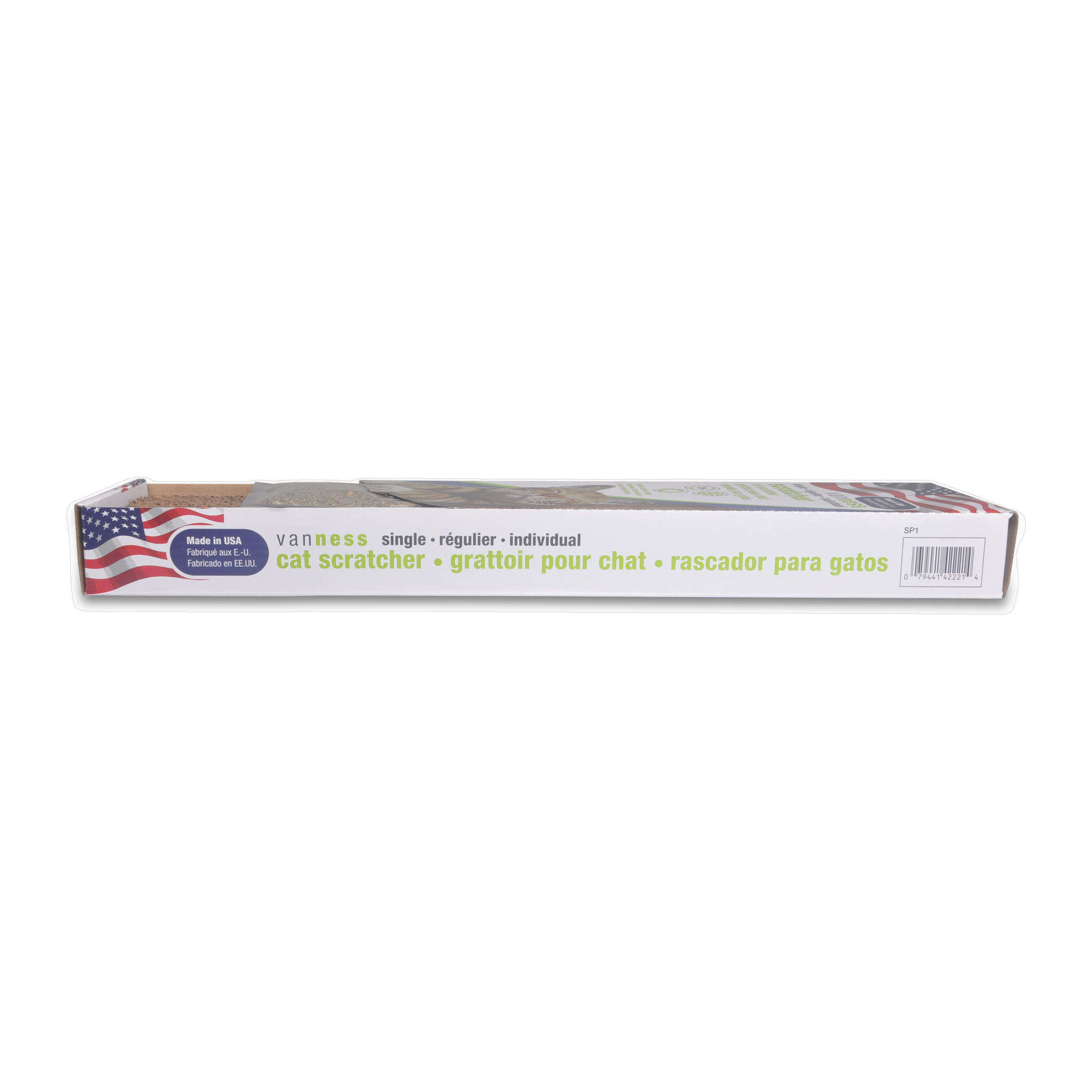 Van Ness Cat Scratch Pad Single, side of the retail package
