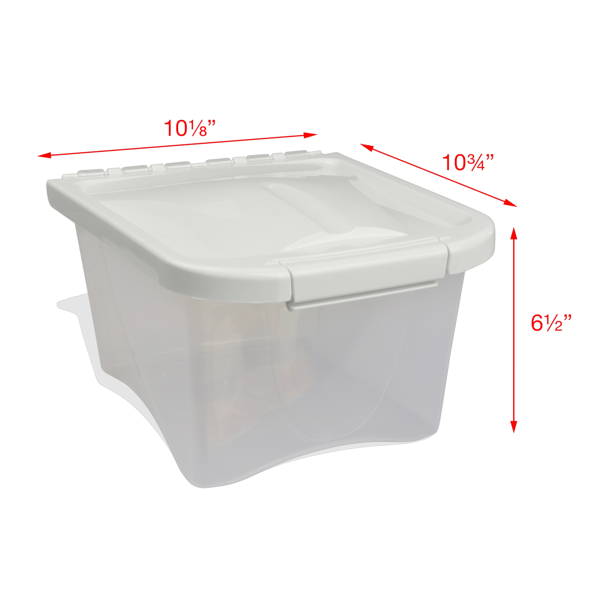 Van Ness Pet Food Container 5 lb dimensions, 10.87 in deep by 10.23 in wide by 6.75 in high