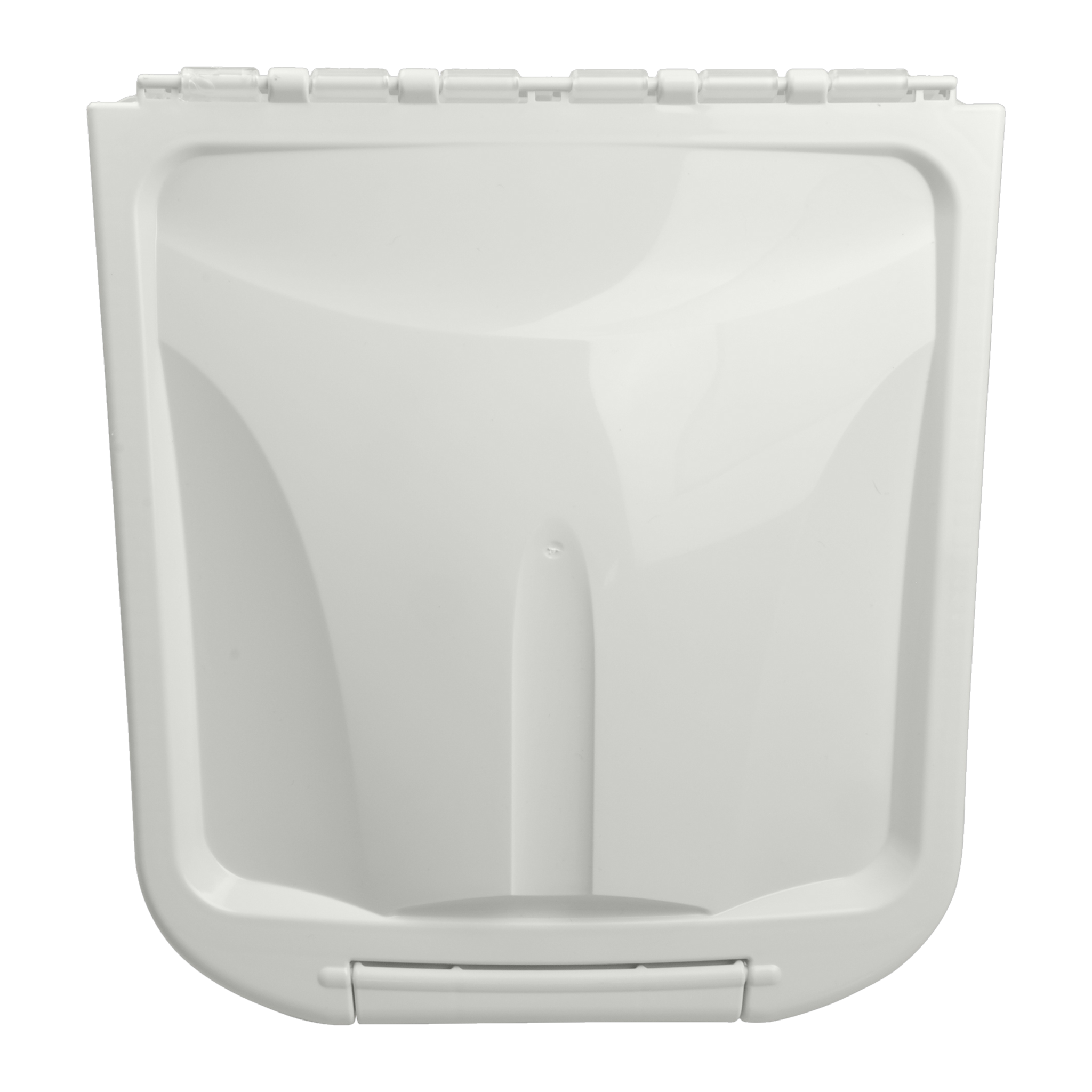 Van Ness Pet Food Container 5 lb with the hinged lid open, top view