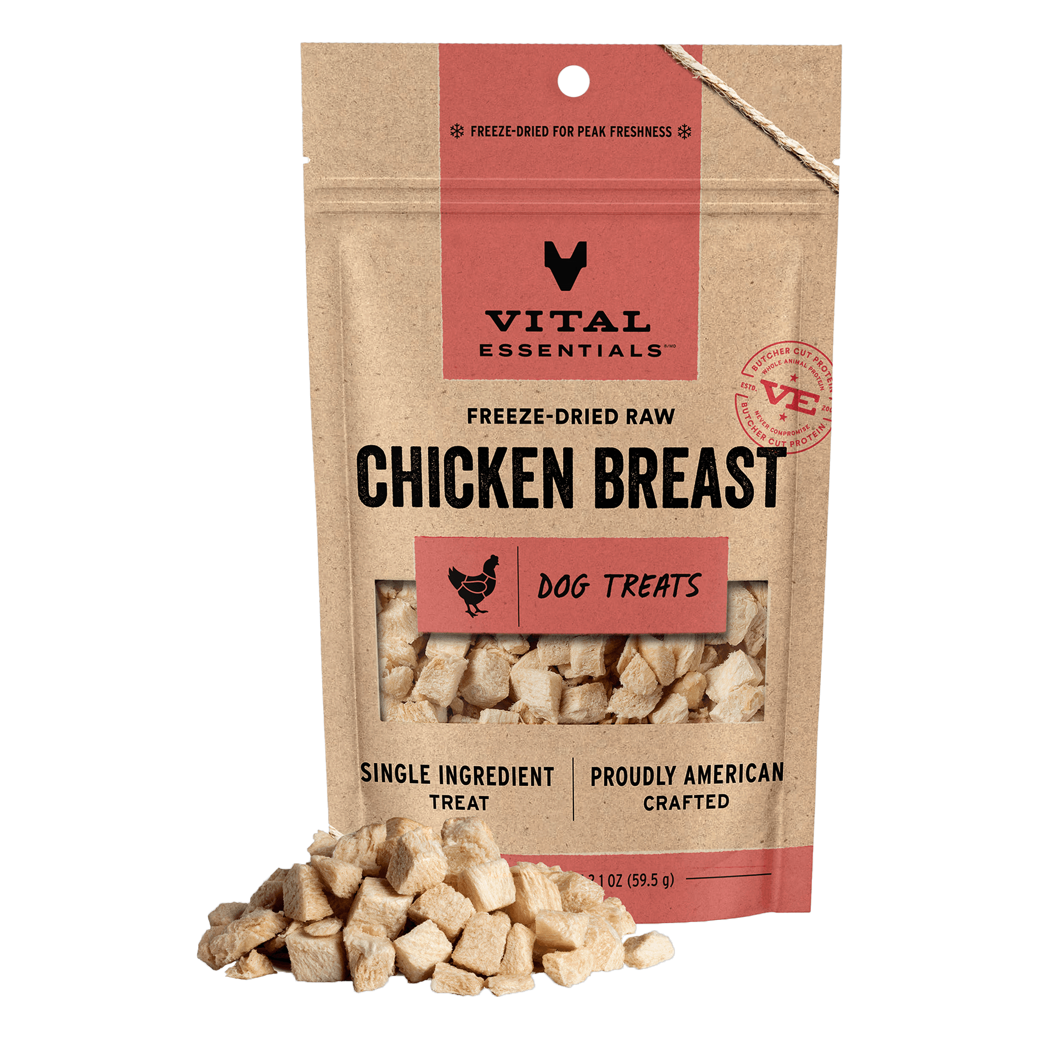 Vital Essentials Freeze-Dried Raw Chicken Breast single ingredient dog treats bag front