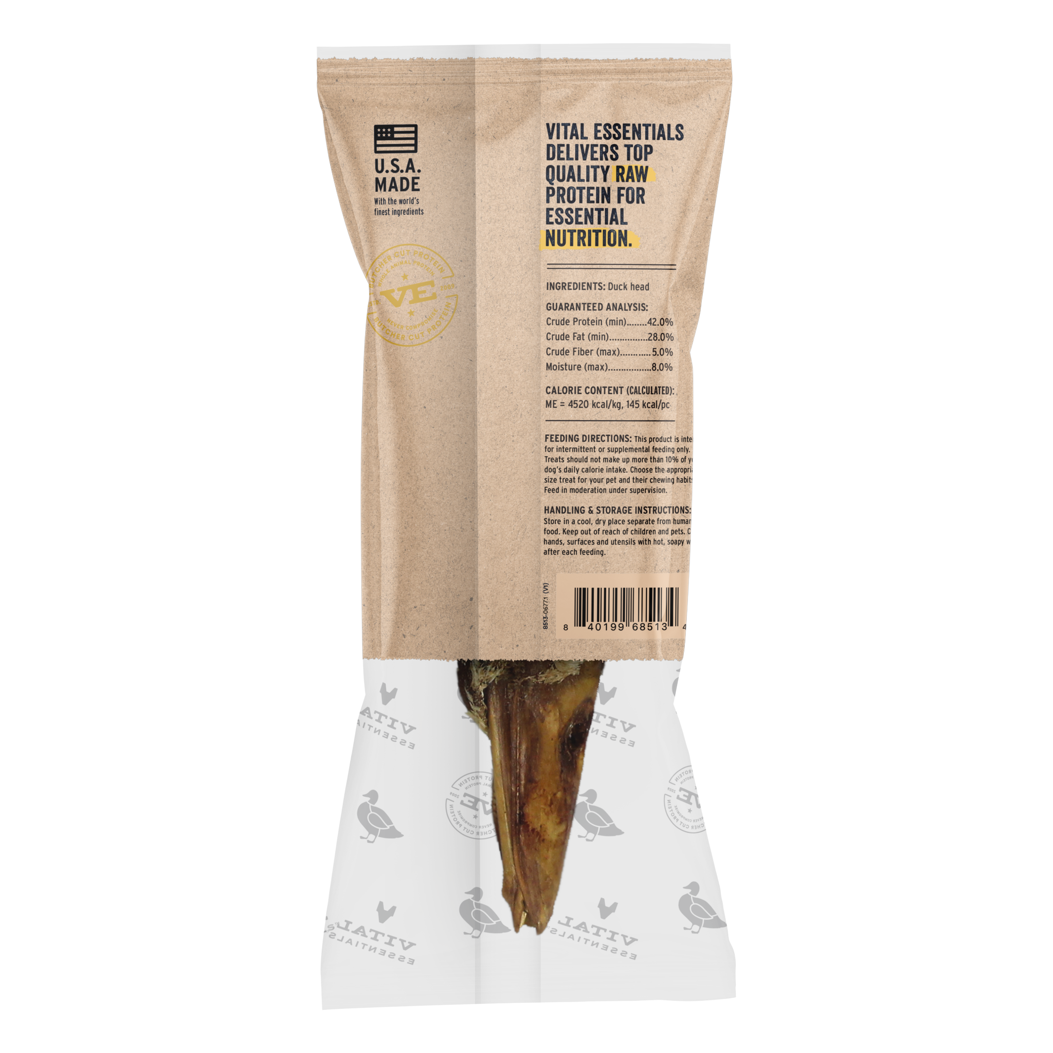 Back of the duck heads chew package