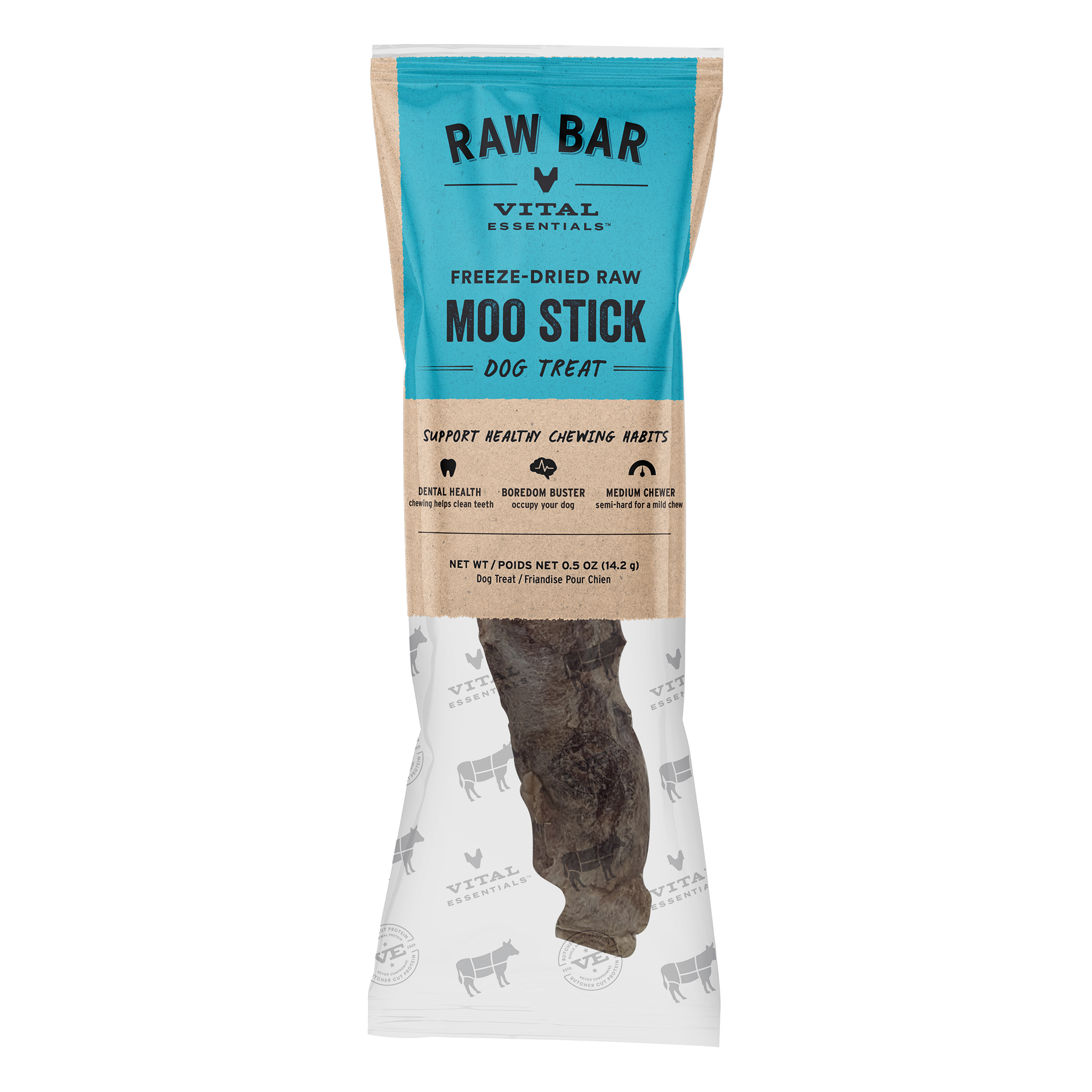 Vital Essentials Raw Bar Freeze-Dried Raw Moo Sticks dog chew package front