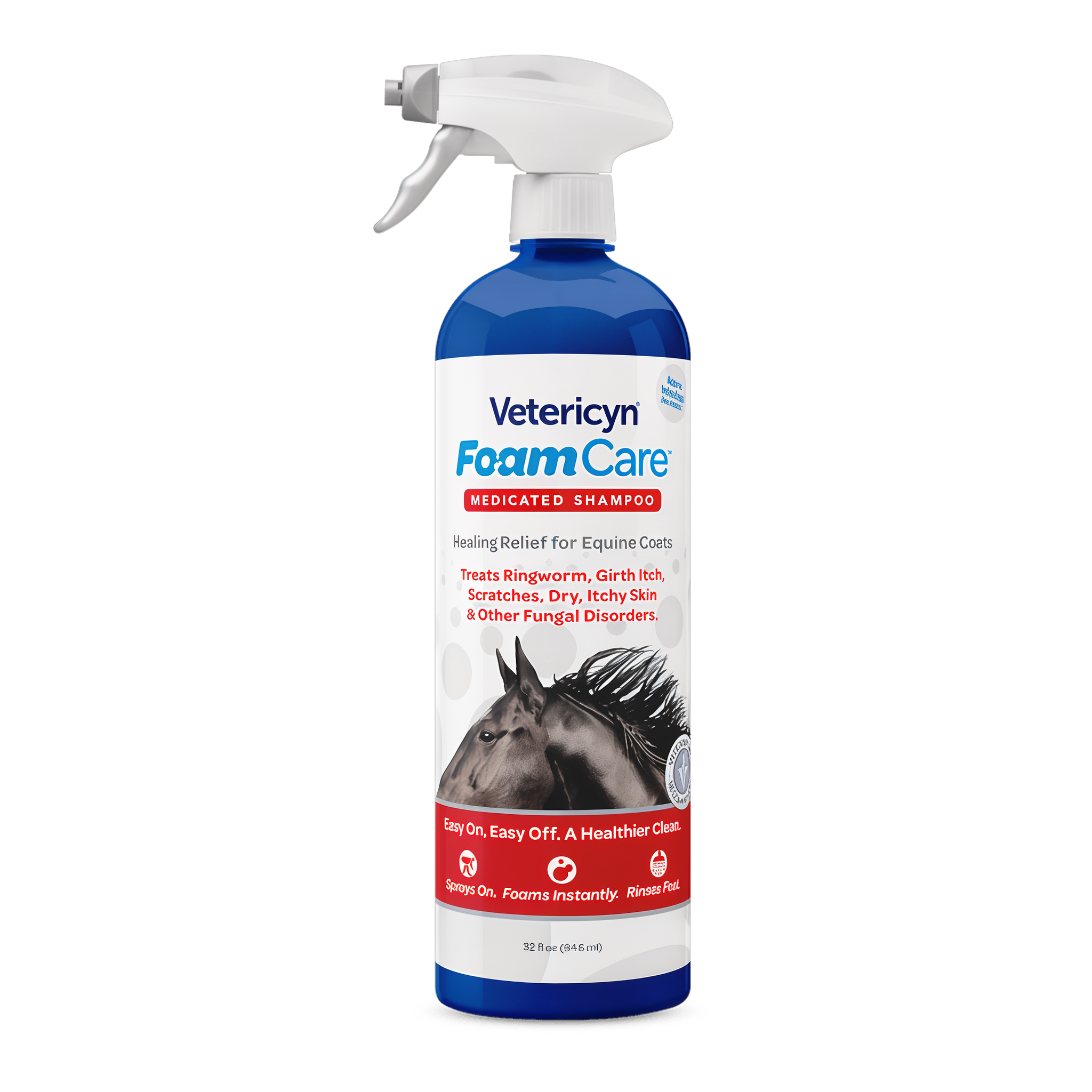 Vetericyn FoamCare Equine Medicated Spray-On Shampoo 32 oz bottle #32 OZ