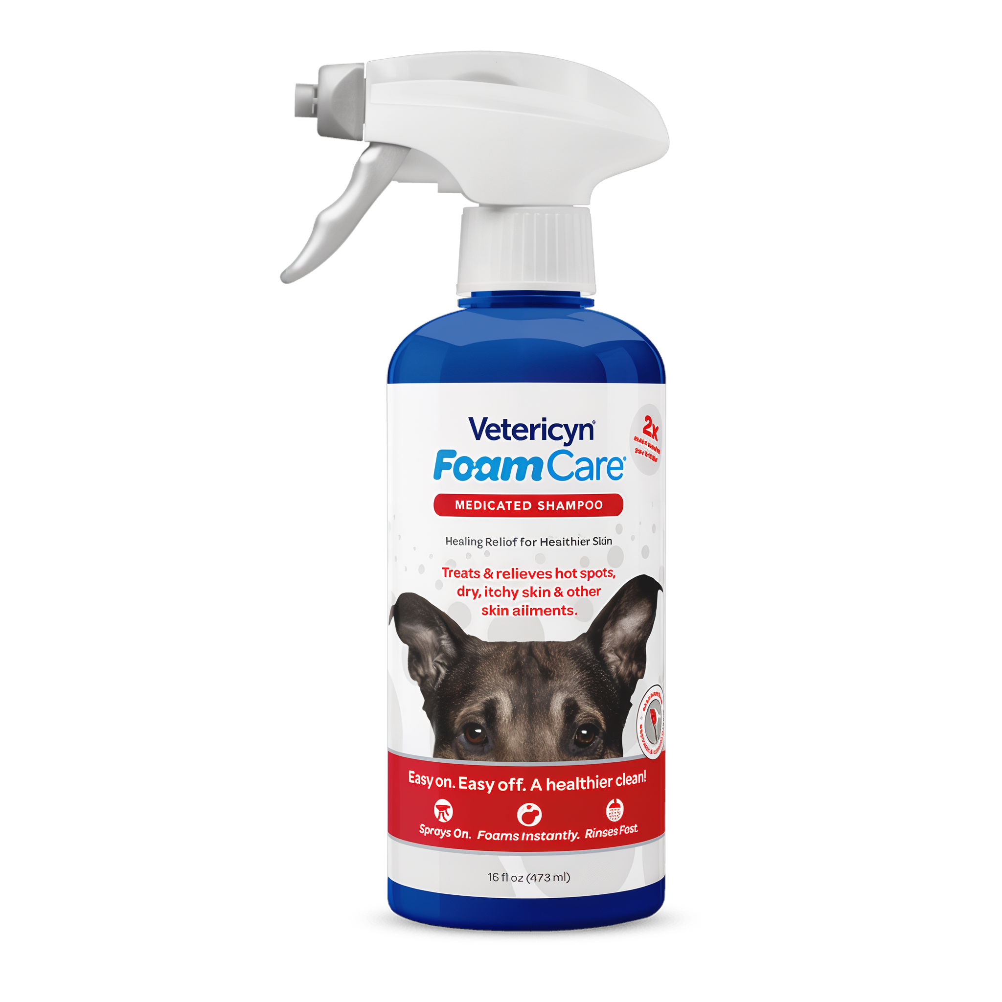 Vetericyn FoamCare Spray-On Medicated Pet Shampoo 16 oz spray bottle #16 OZ