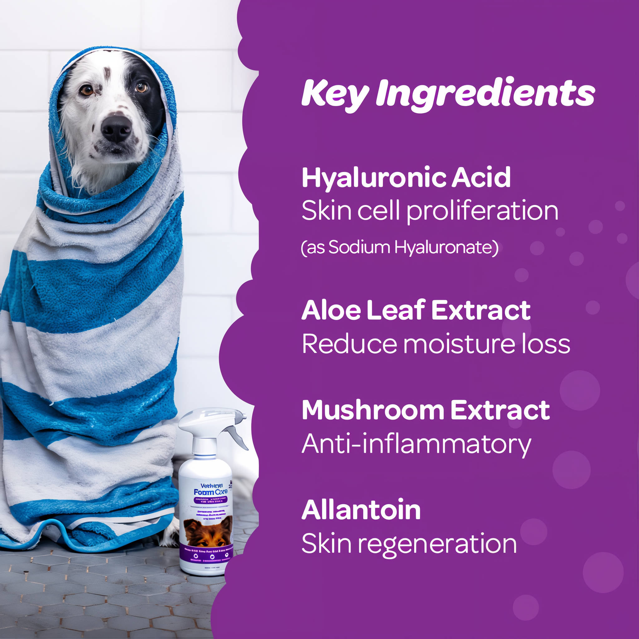 Vetericyn FoamCare Pet Shampoo key ingredients panel