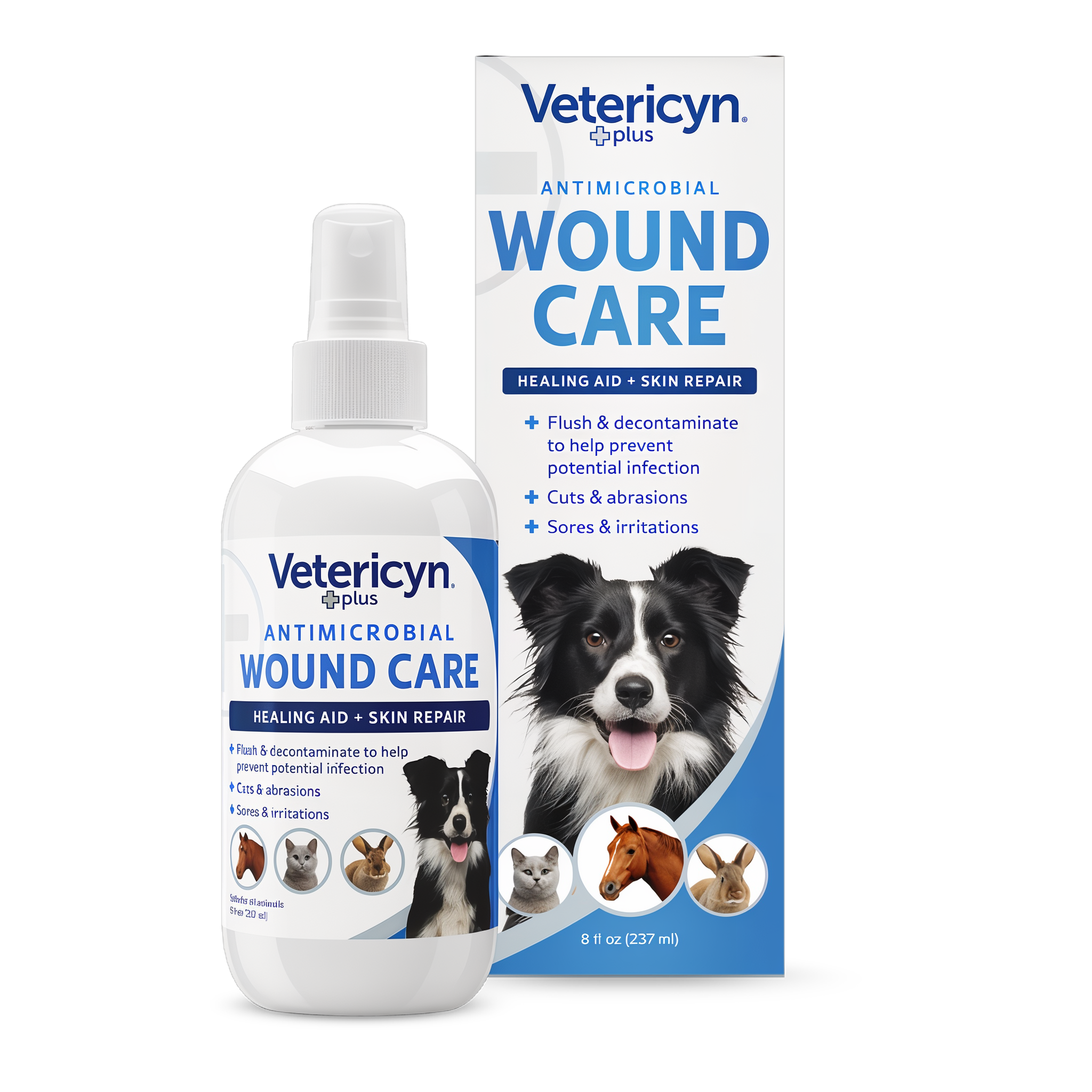 Vetericyn Plus All Animal Antimicrobial Wound Care Spray 8 oz in retail packaging #8 OZ