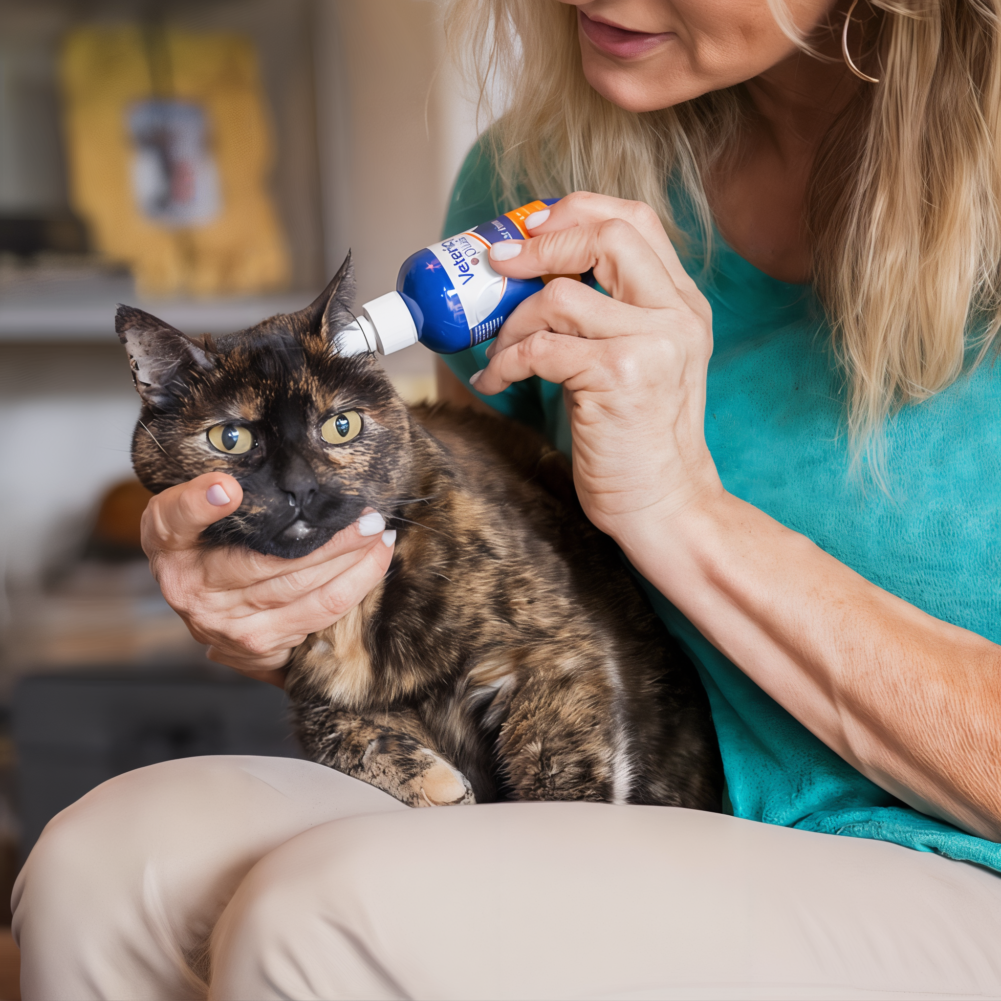 Applying Vetericyn Plus Antimicrobial Ear Rinse to a dog