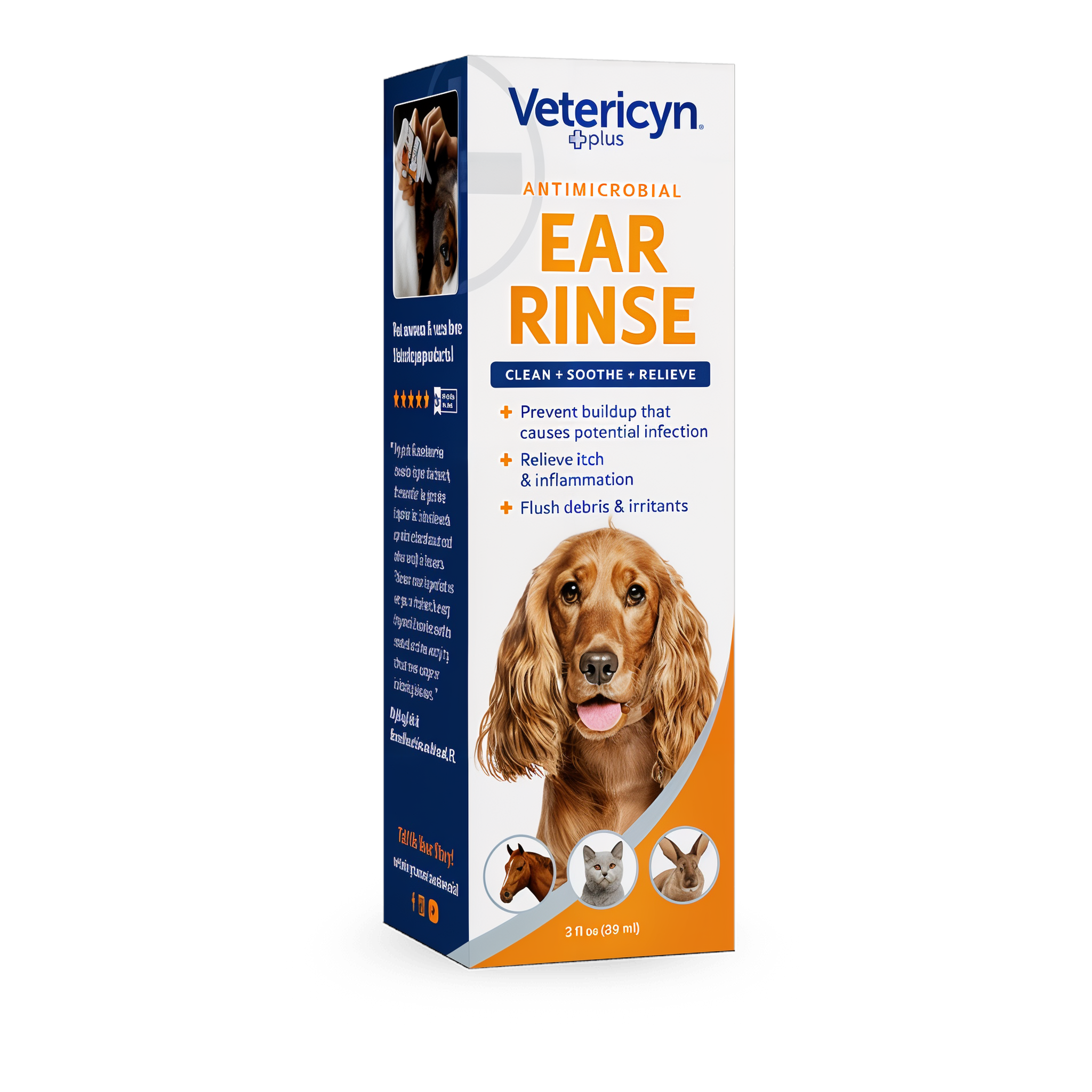 Vetericyn Plus Antimicrobial Ear Rinse left side label