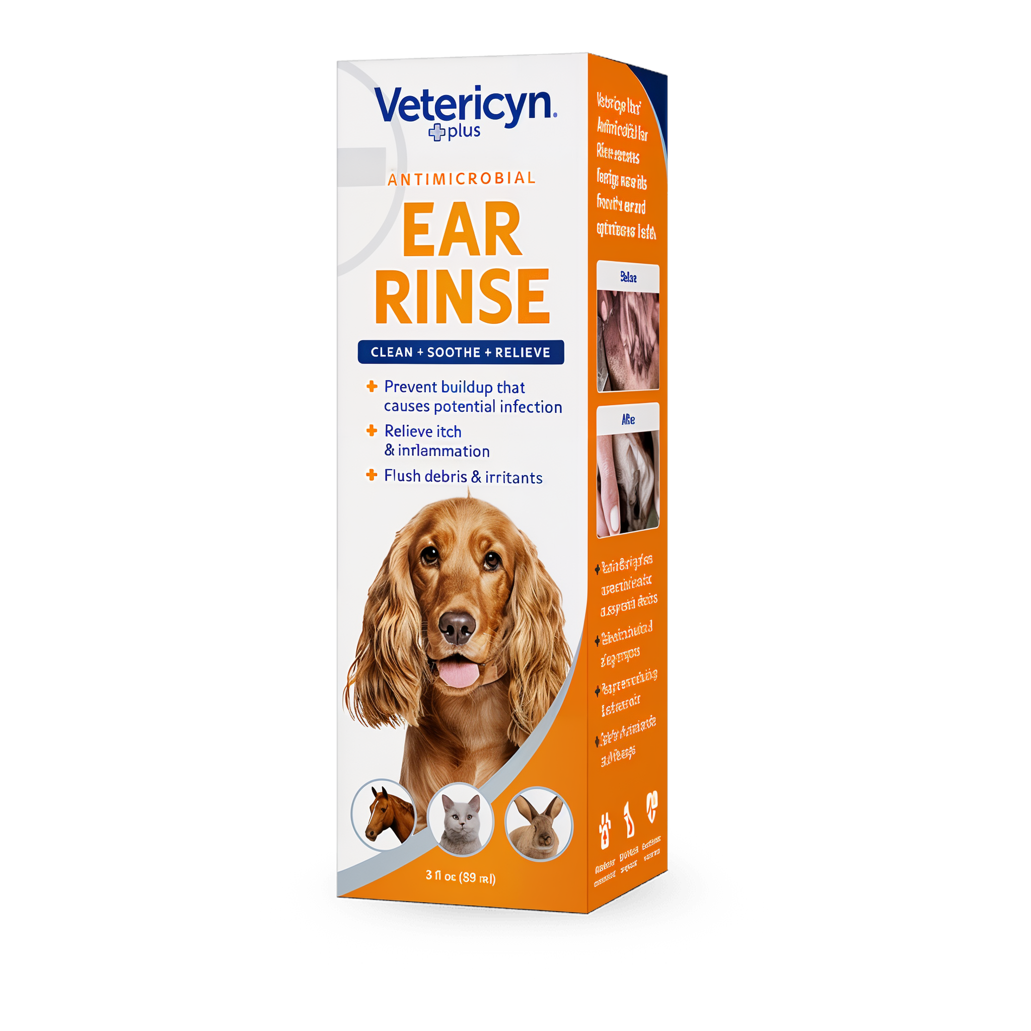 Vetericyn Plus Antimicrobial Ear Rinse right side label