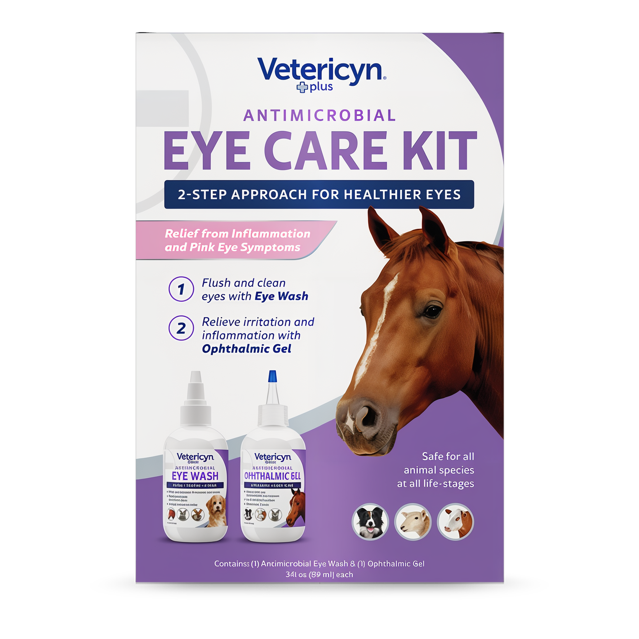 Vetericyn Plus Antimicrobial Eye Care Kit with Eye Wash and Ophthalmic Gel #2 x 3 OZ