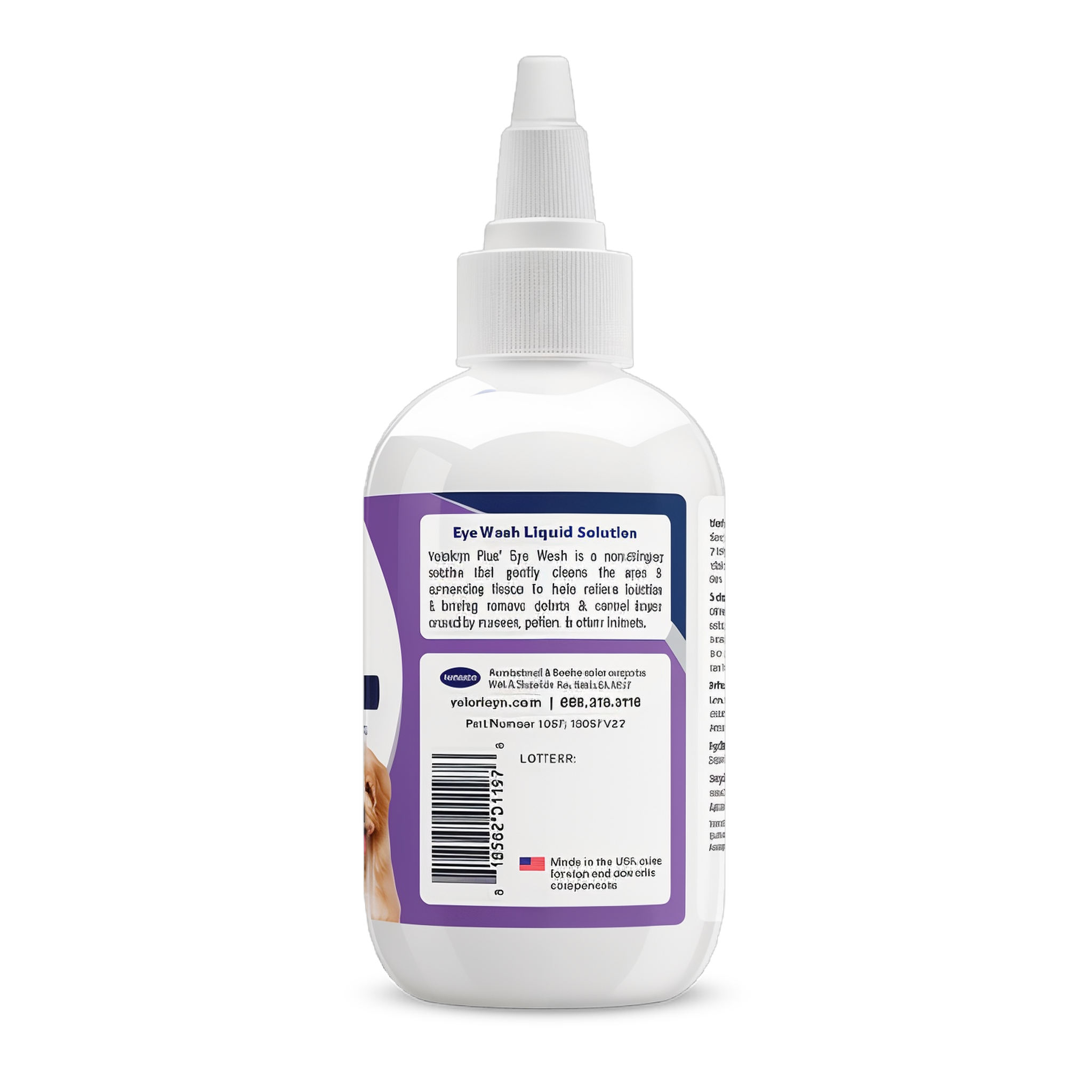 Vetericyn Plus Antimicrobial Eye Wash back label with ingredients