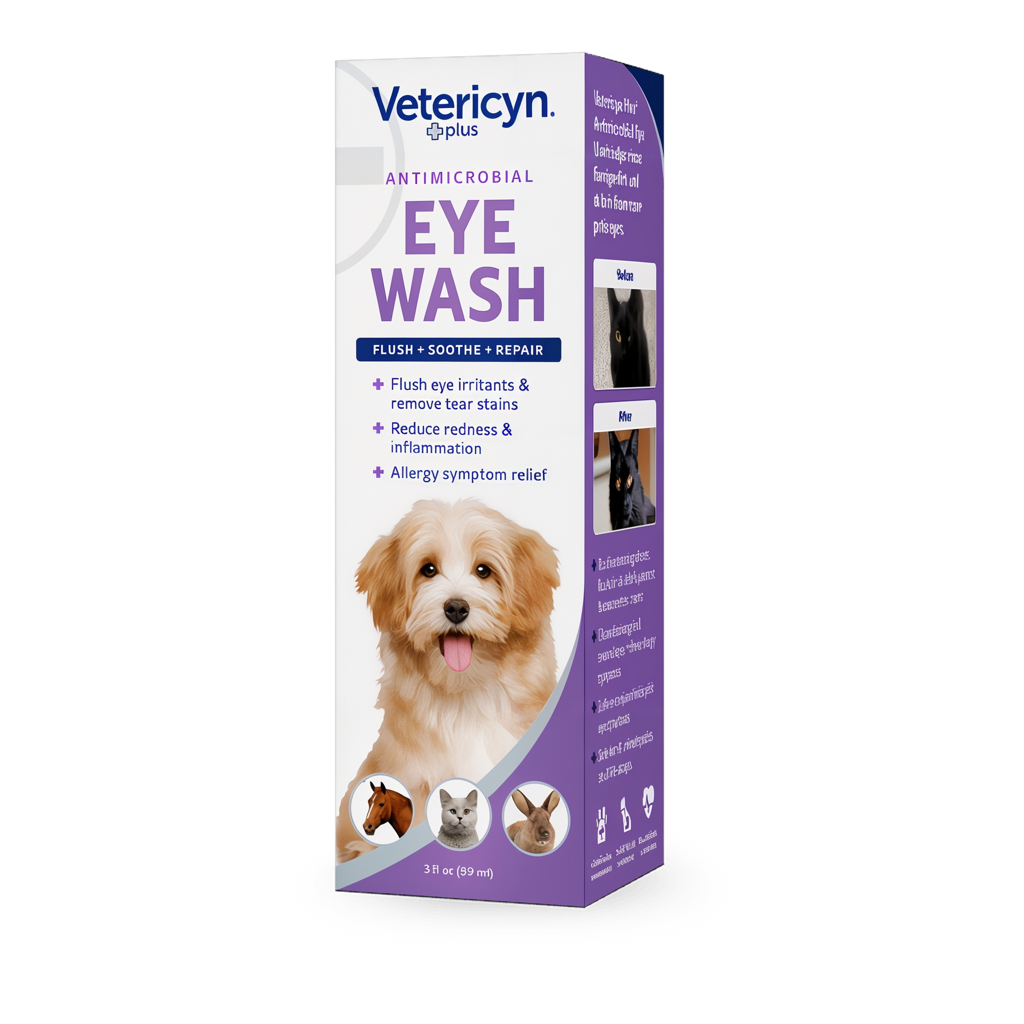 Vetericyn Plus Antimicrobial Eye Wash right side label