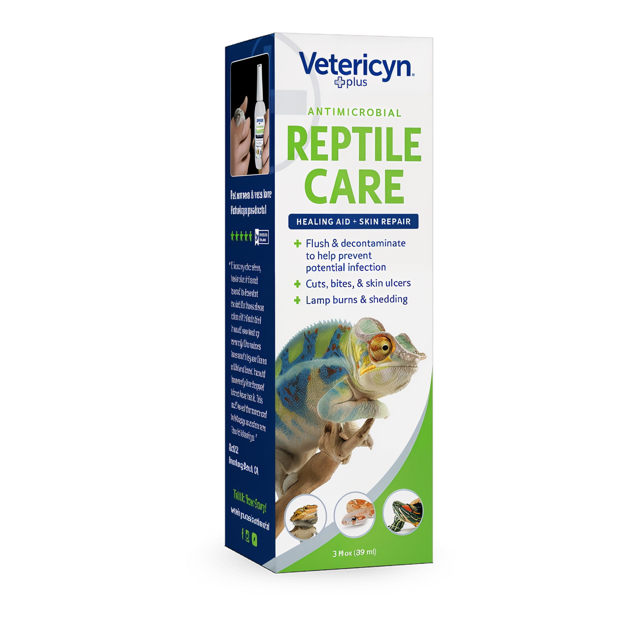 Vetericyn Plus Antimicrobial Reptile Care Spray left side label