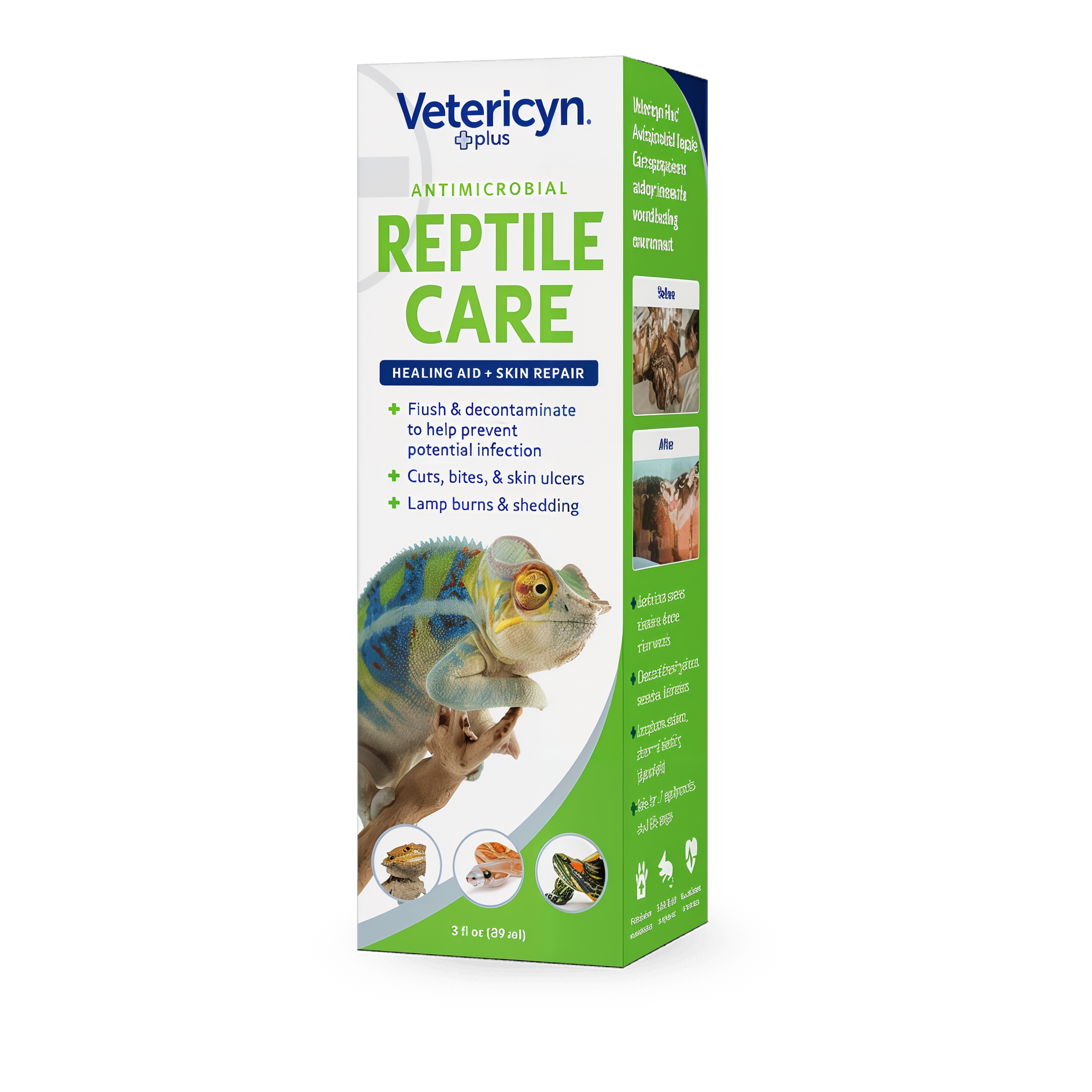 Vetericyn Plus Antimicrobial Reptile Care Spray right side label