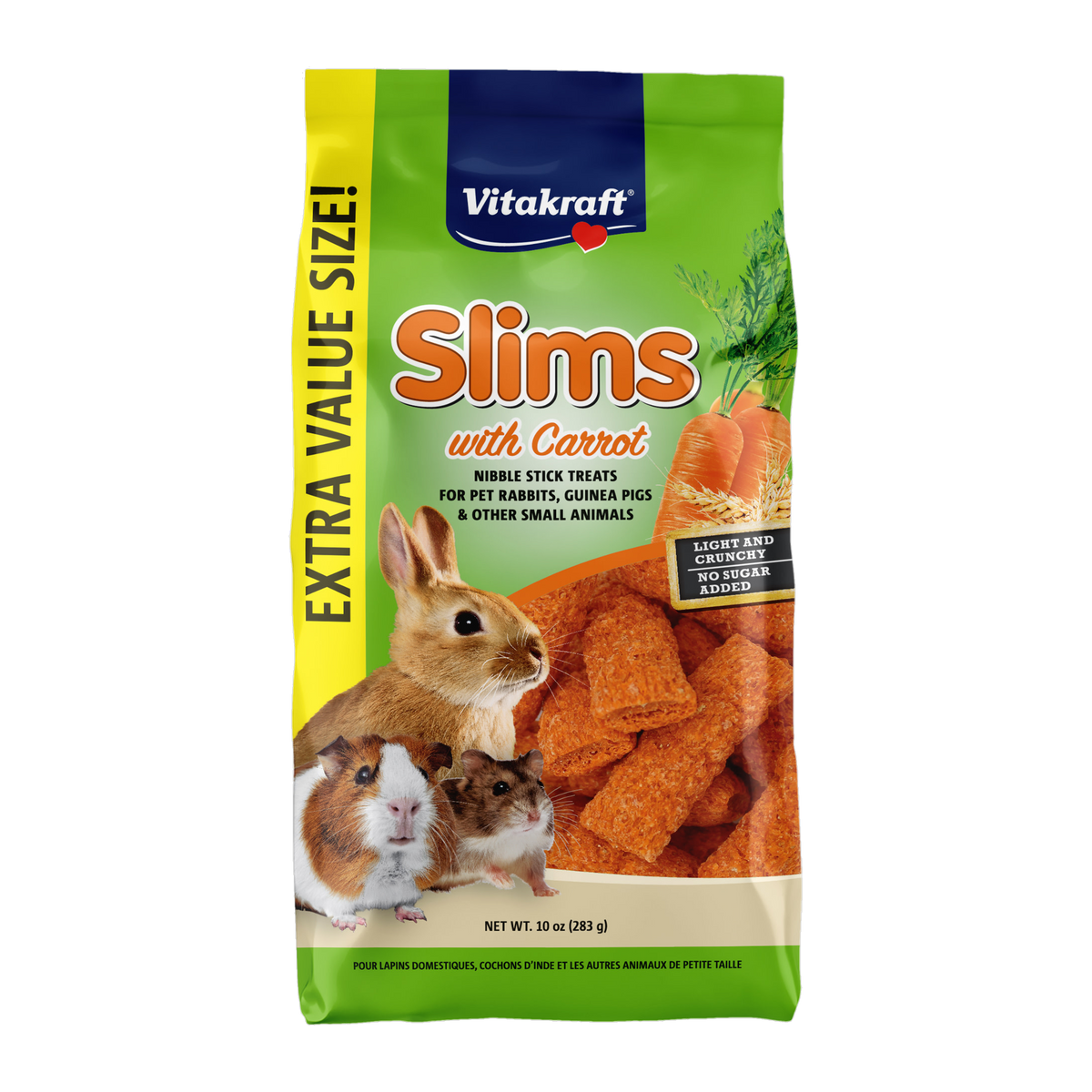 Vitakraft Slims with Carrot extra value size 10 oz pouch front