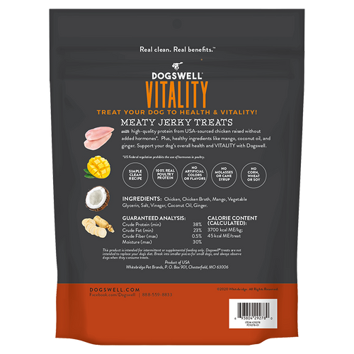Dogswell Vitality Jerky Treats, Chicken Mango