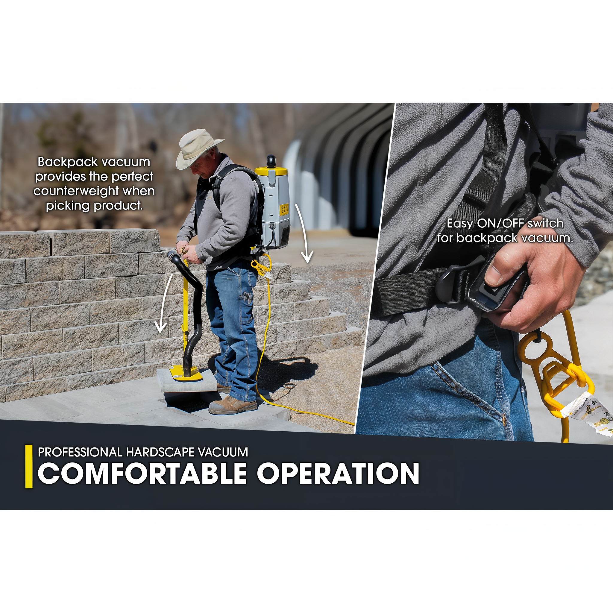 Vac Max E backpack vacuum on/off control detail for the VME3 T-handle package