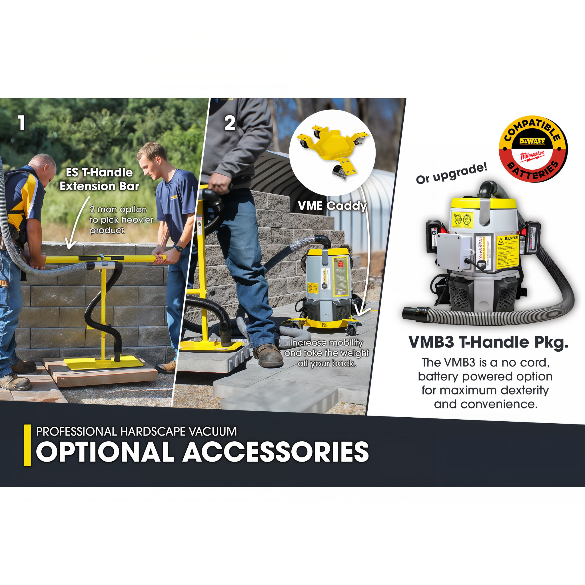 Optional VME3 accessories: VME Caddy and ES T-handle extension bar