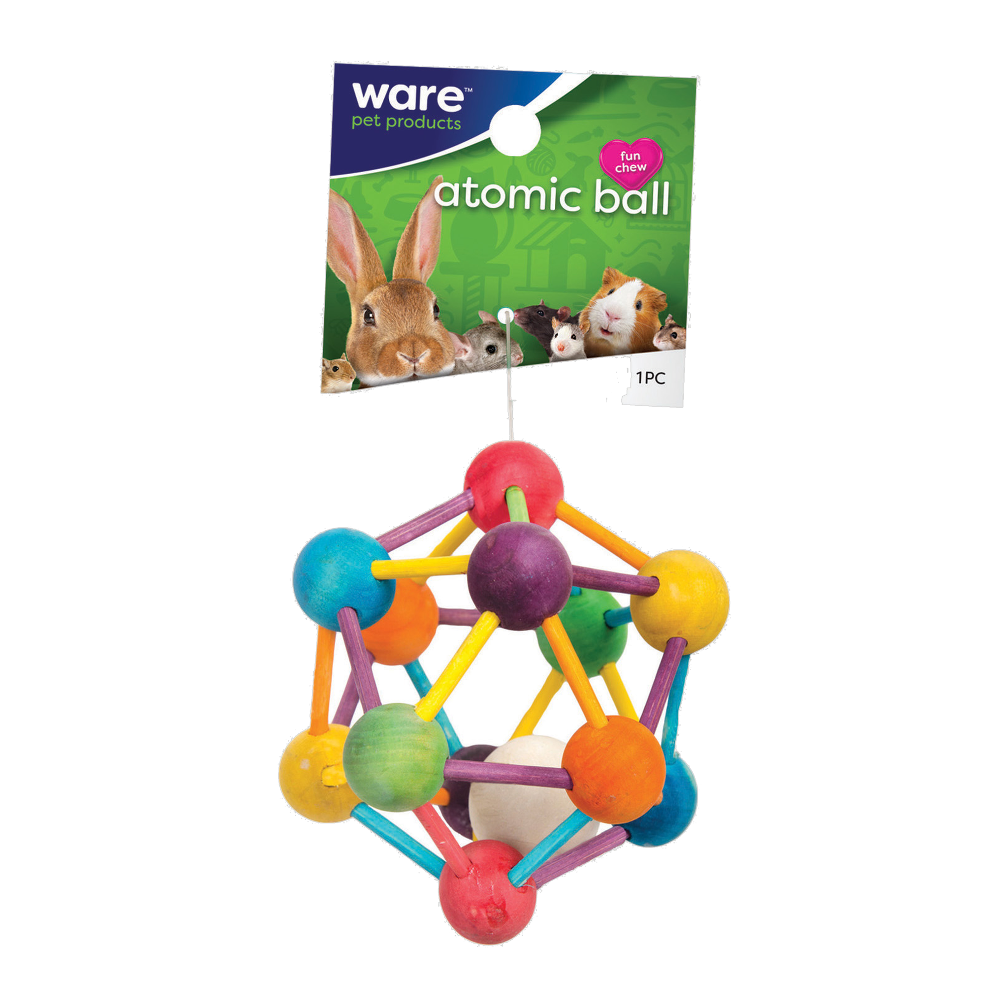 Ware Atomic Ball small animal chew toy with hang tag