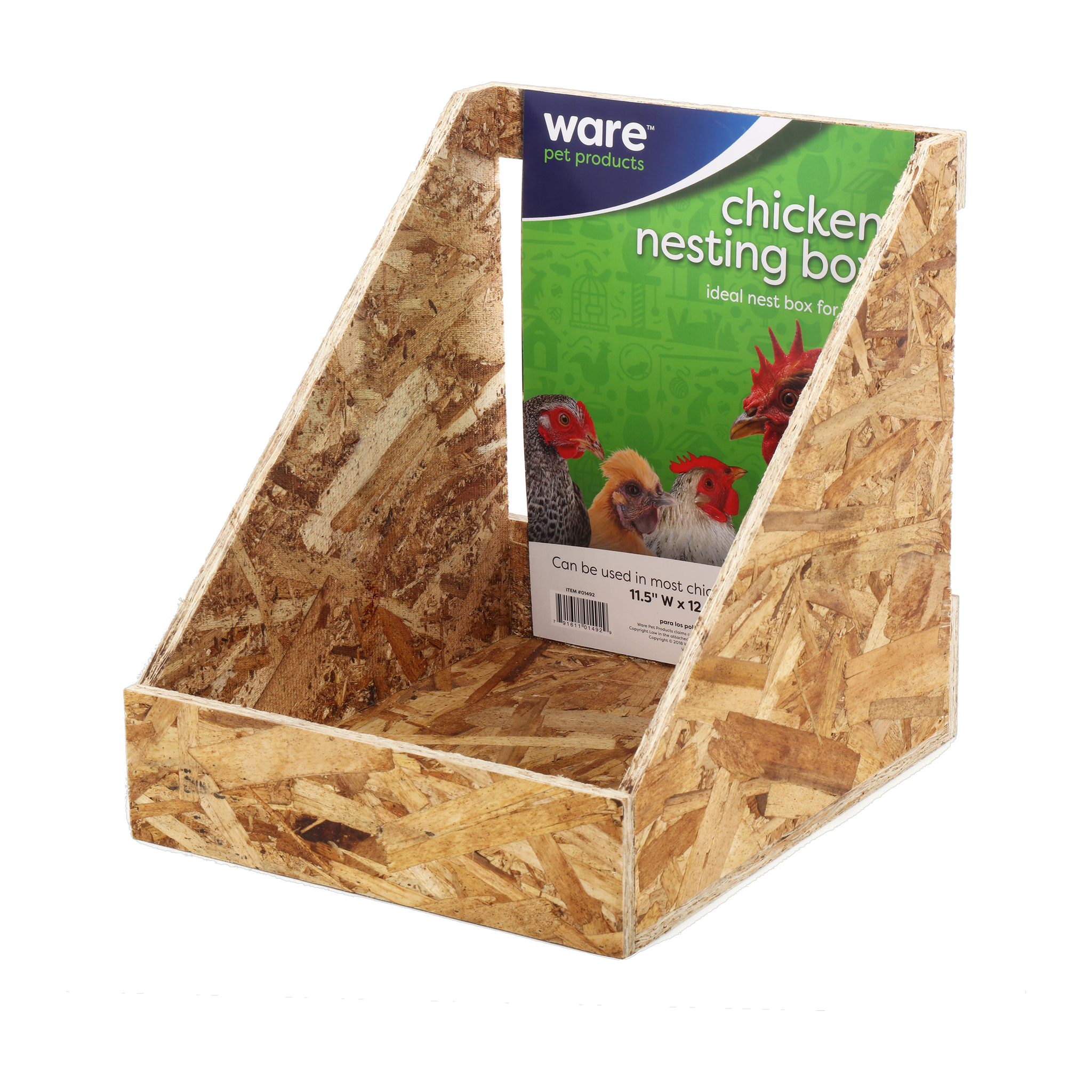 Ware Chicken Nesting Box angled view showing open nesting area and label