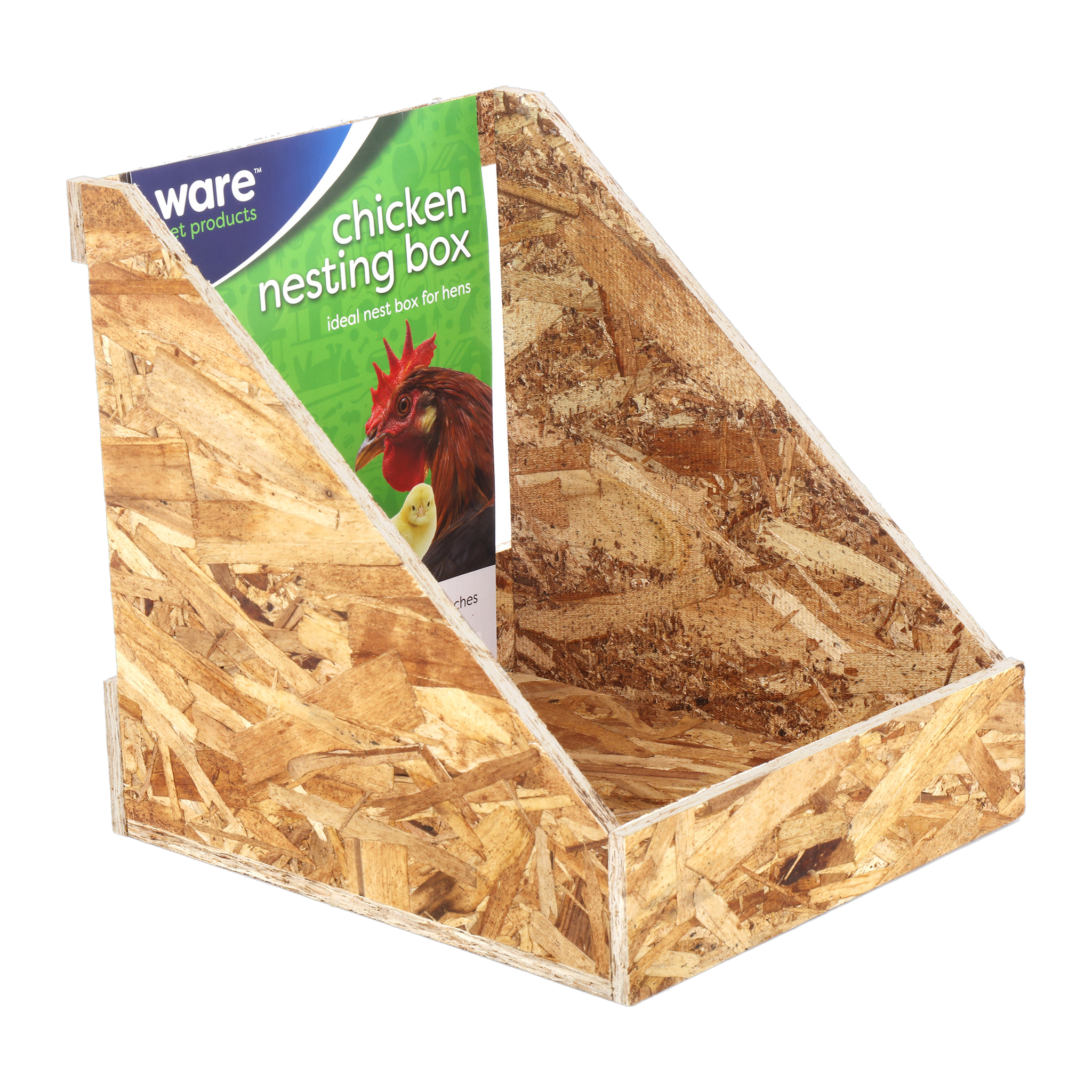 Ware Chicken Nesting Box handcrafted OSB nesting box for hens with retail label