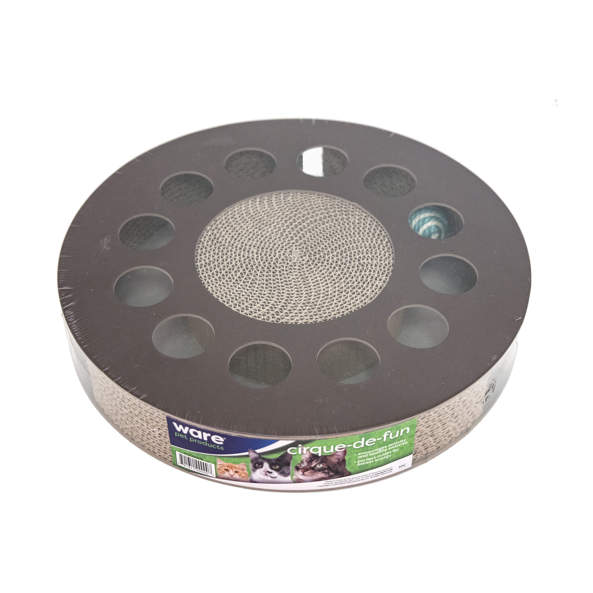 Ware Cirque-de-Fun cat scratcher in retail packaging