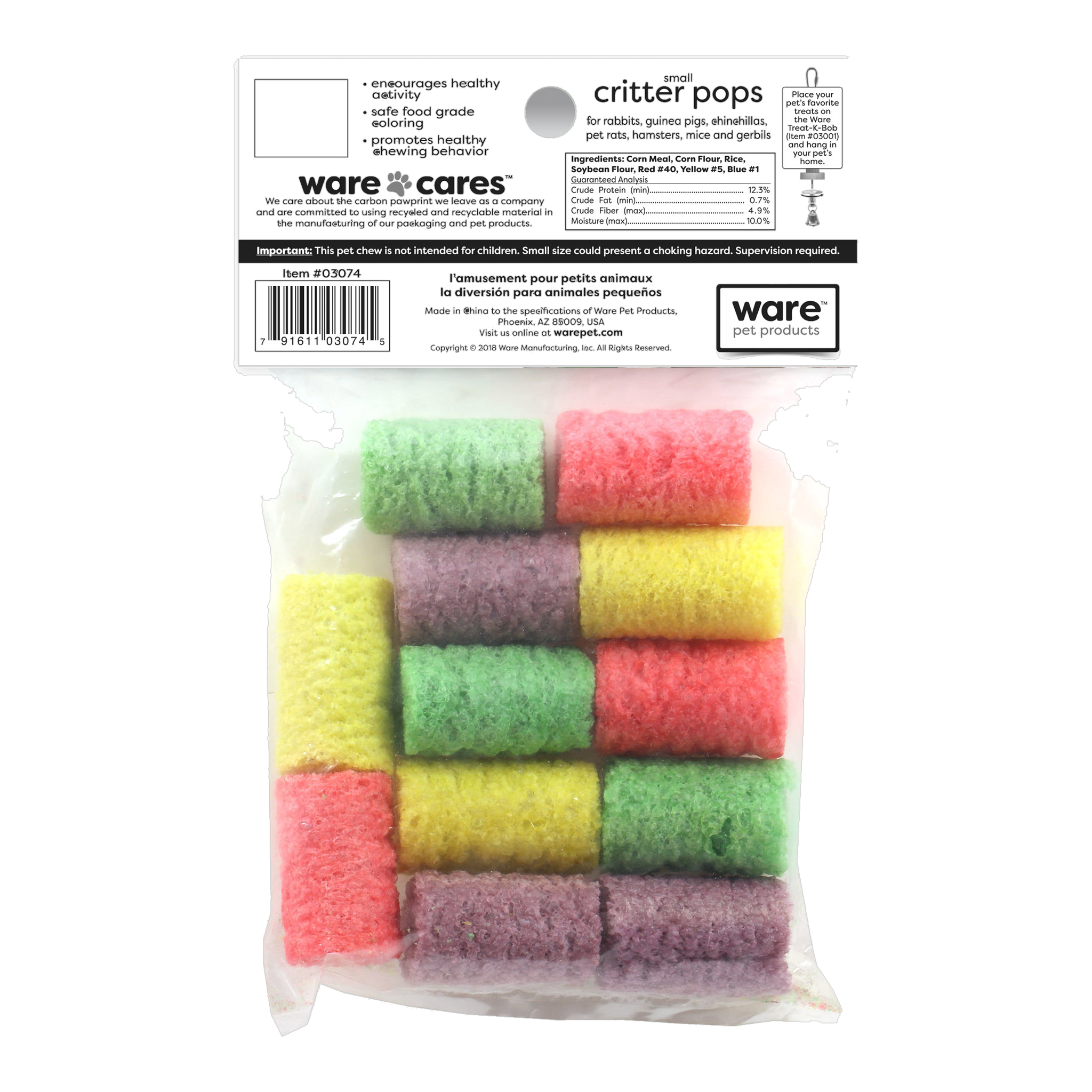 Back of the Critter Pops pack with feeding information