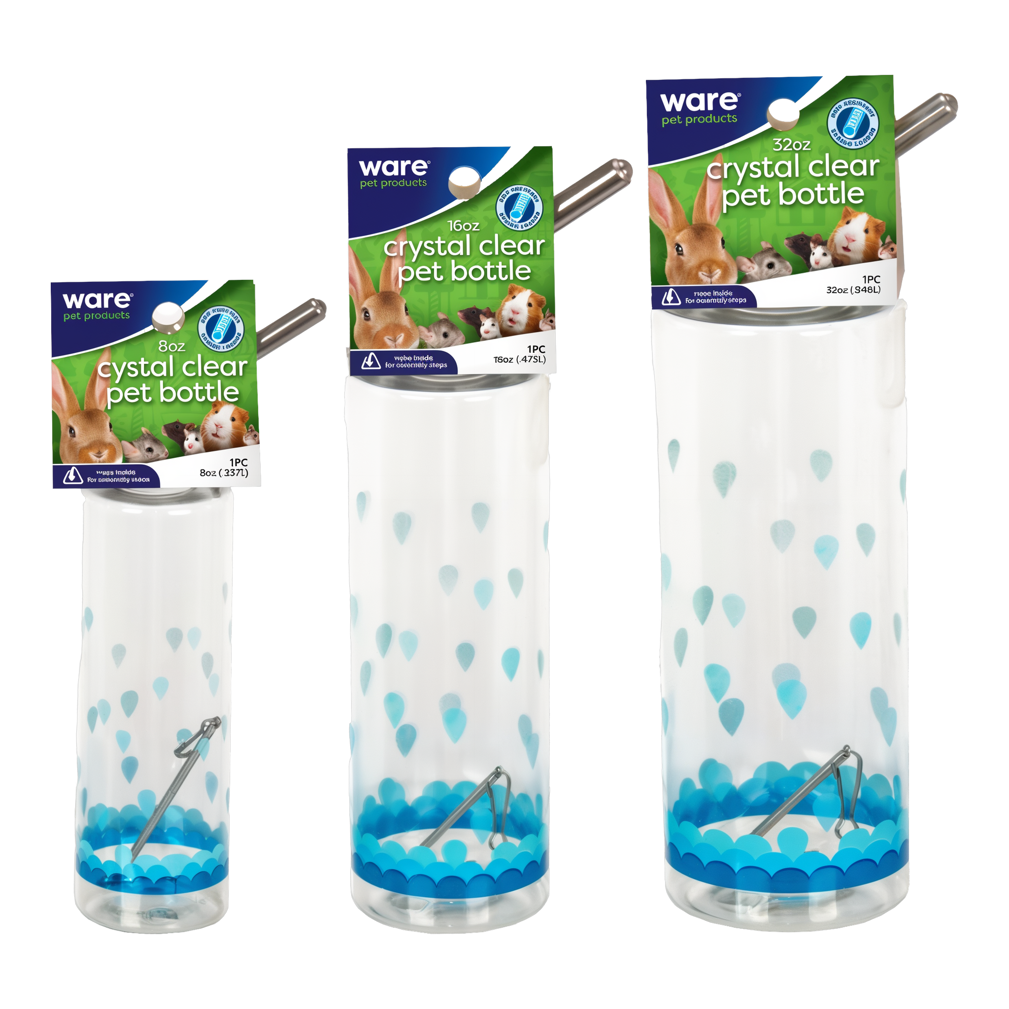 Crystal Clear Pet Bottle size family