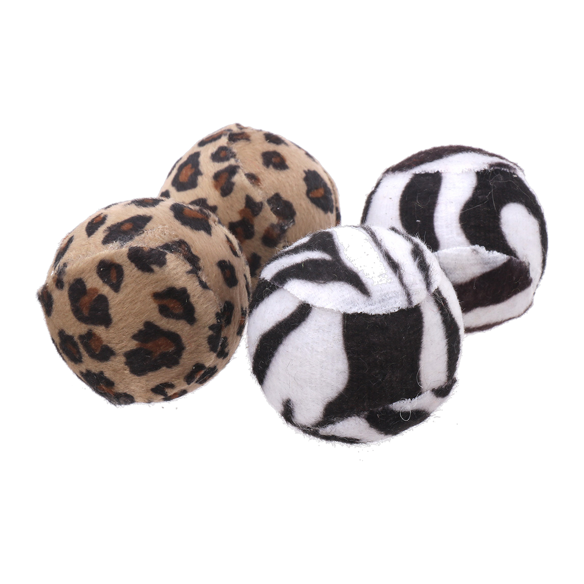 Ware Fun Felt Toy 4-pack of leopard and zebra print felt cat balls