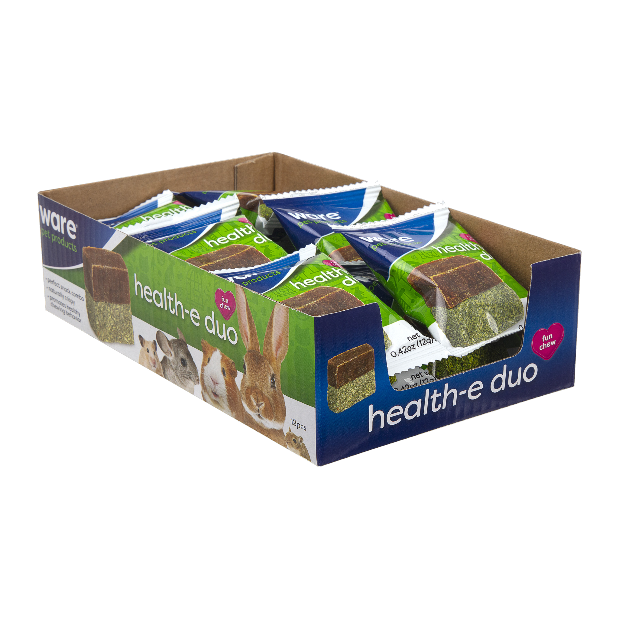 Ware Health-E Duo chews in open retail display tray