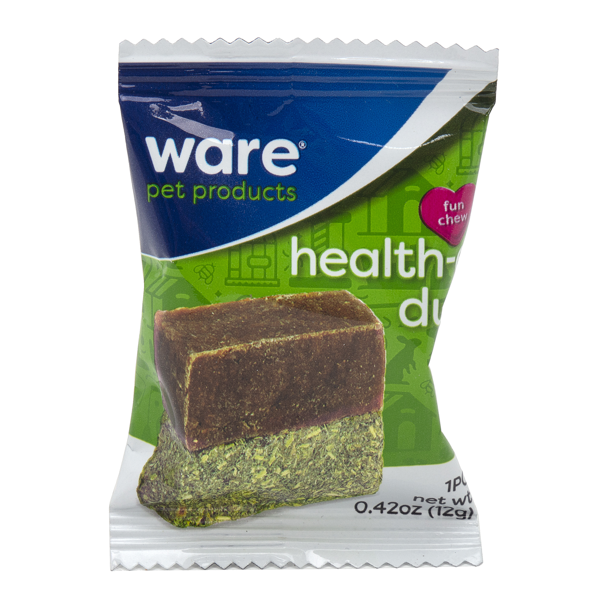 Ware Health-E Duo chew in individual 0.42 oz package, front