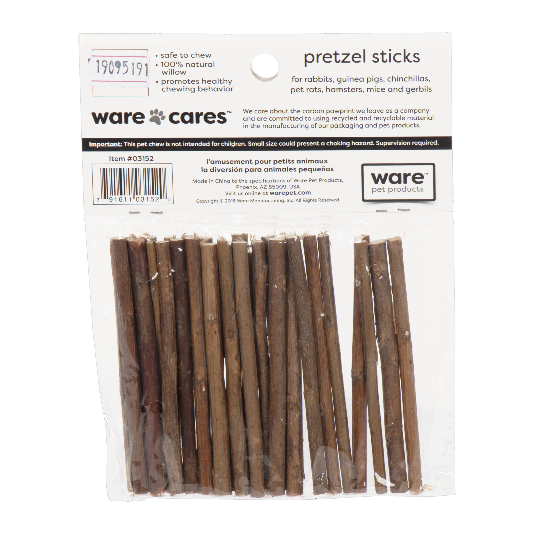 Ware Pretzel Sticks package back with feeding information