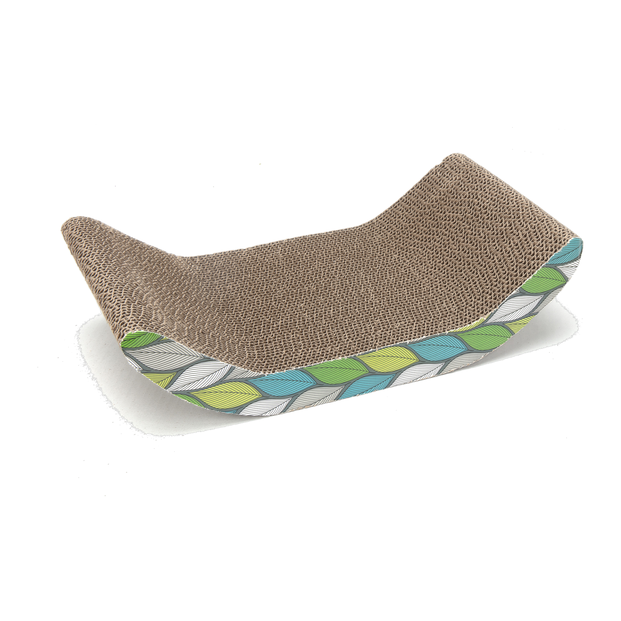 Three-quarter view of the Scratch-N-Lounge corrugated surface
