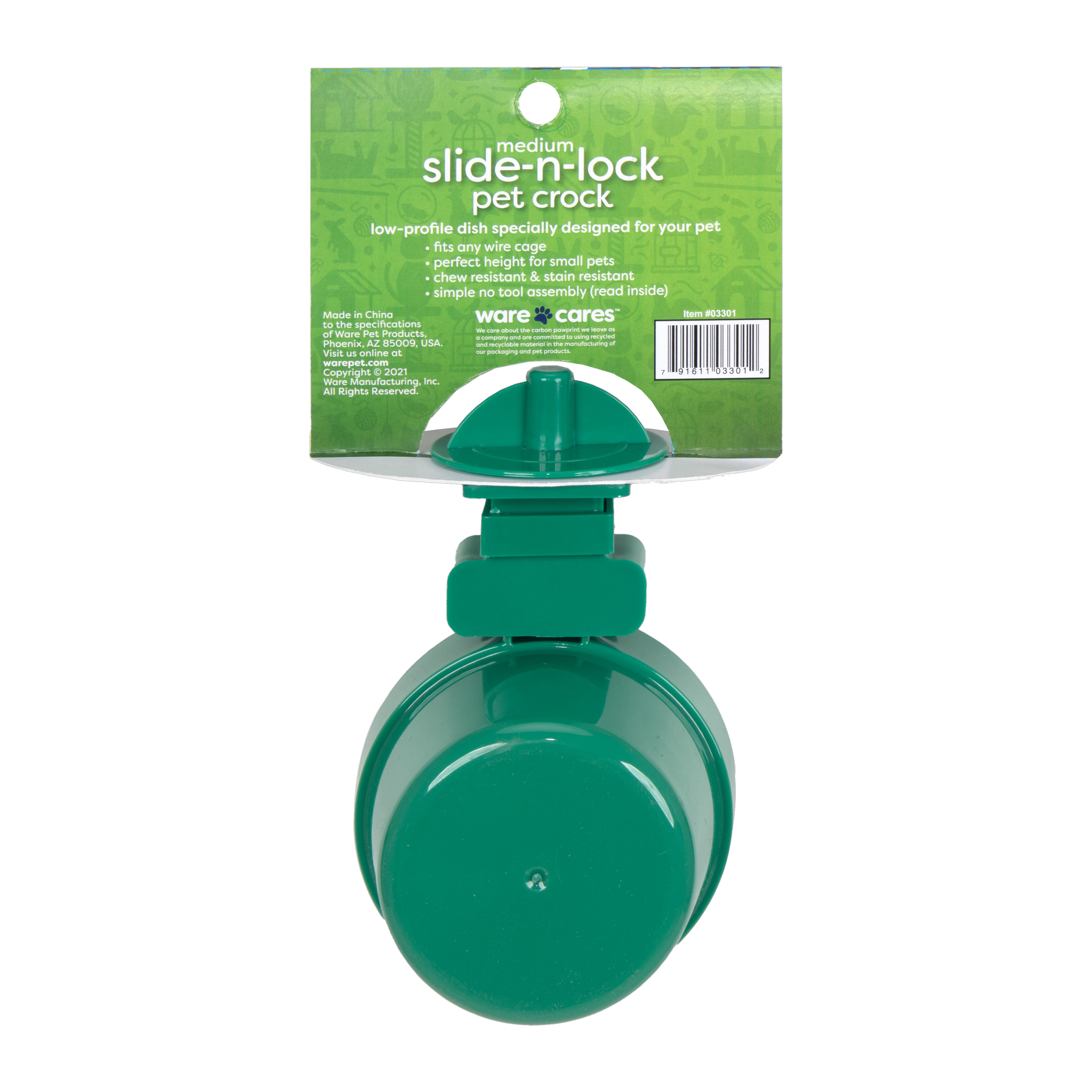 Ware Slide-N-Lock Pet Crock packaging back with product details