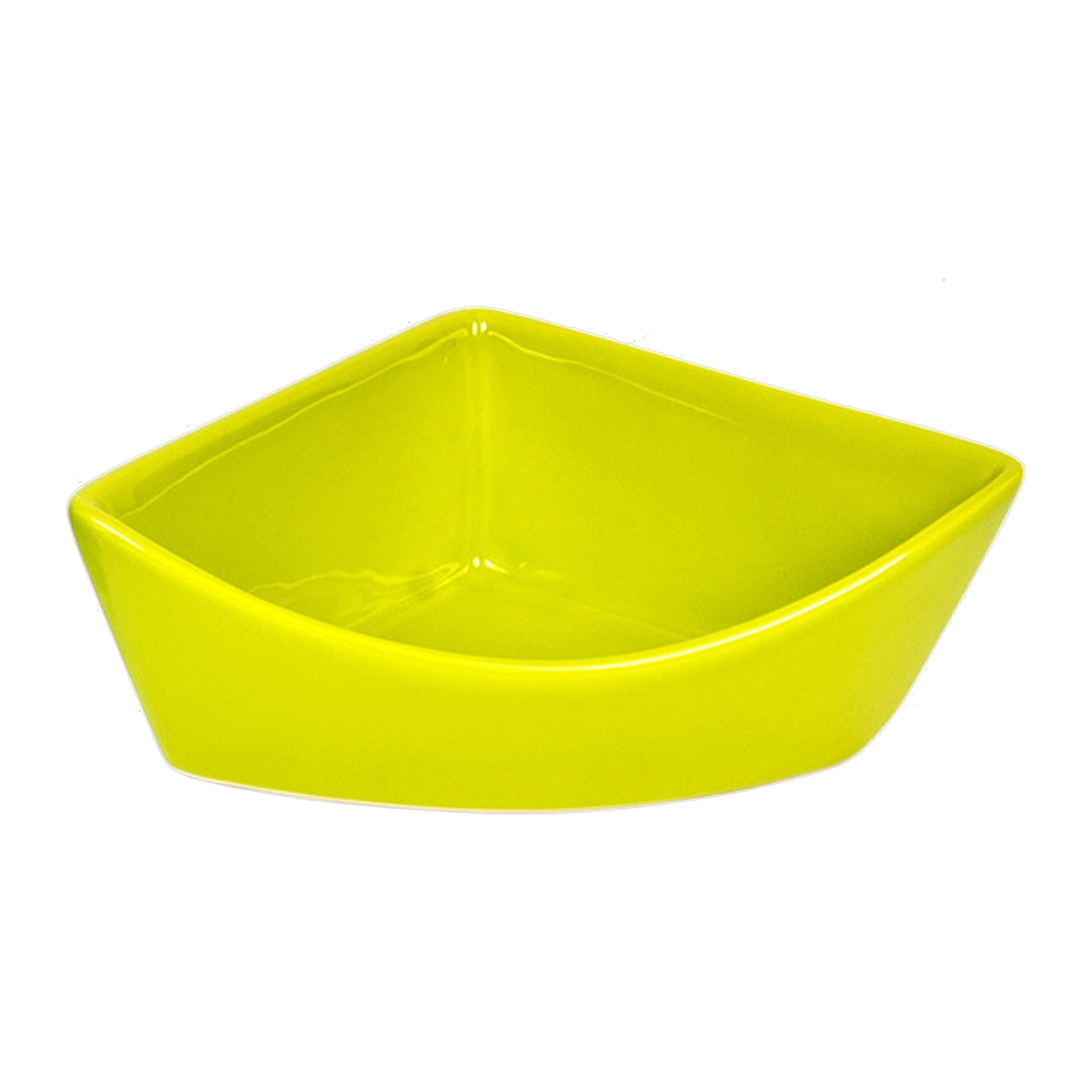 Ware small animal ceramic corner dish in lime green