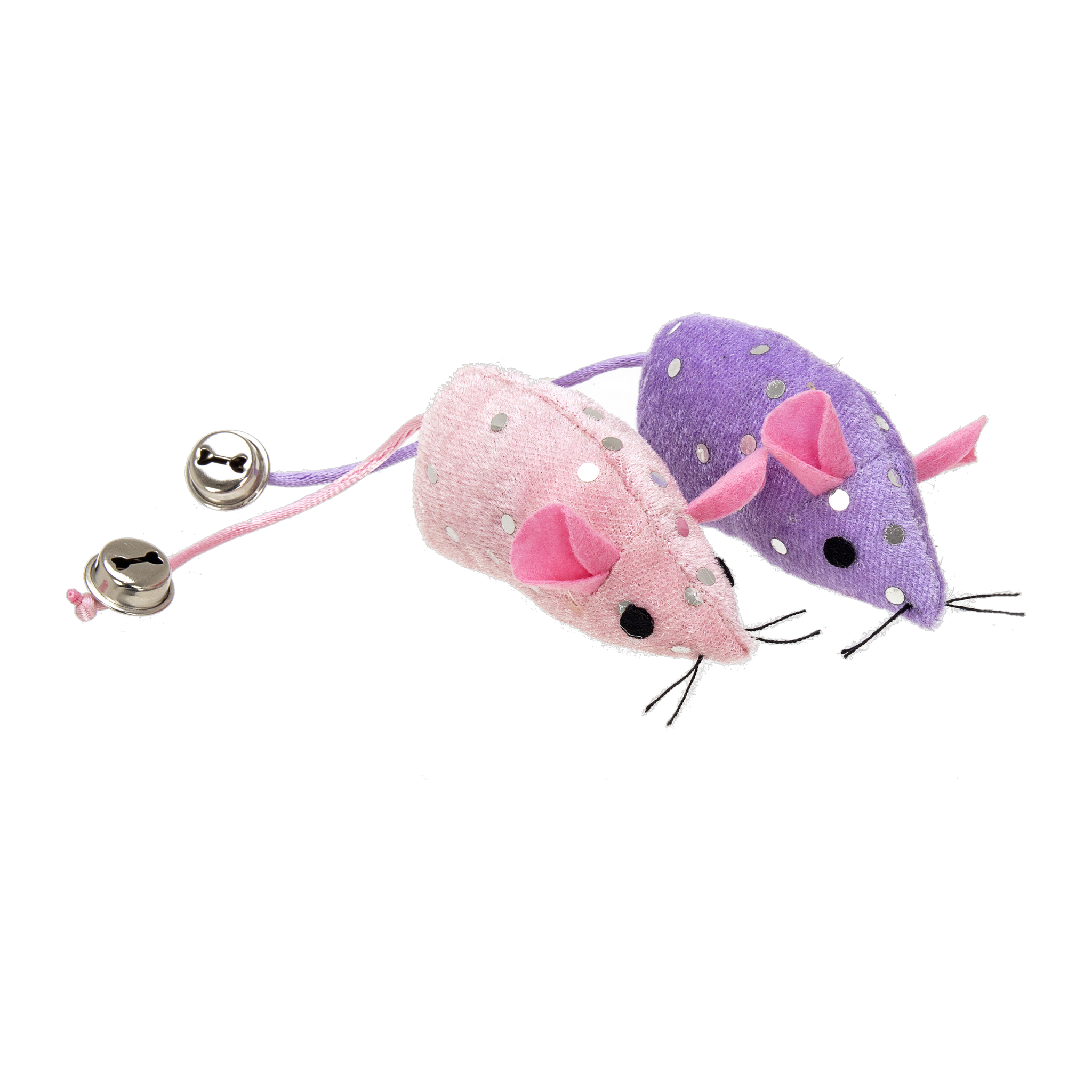 Ware Sparkle Mouse Toy pink and purple catnip felt mice with bell tails