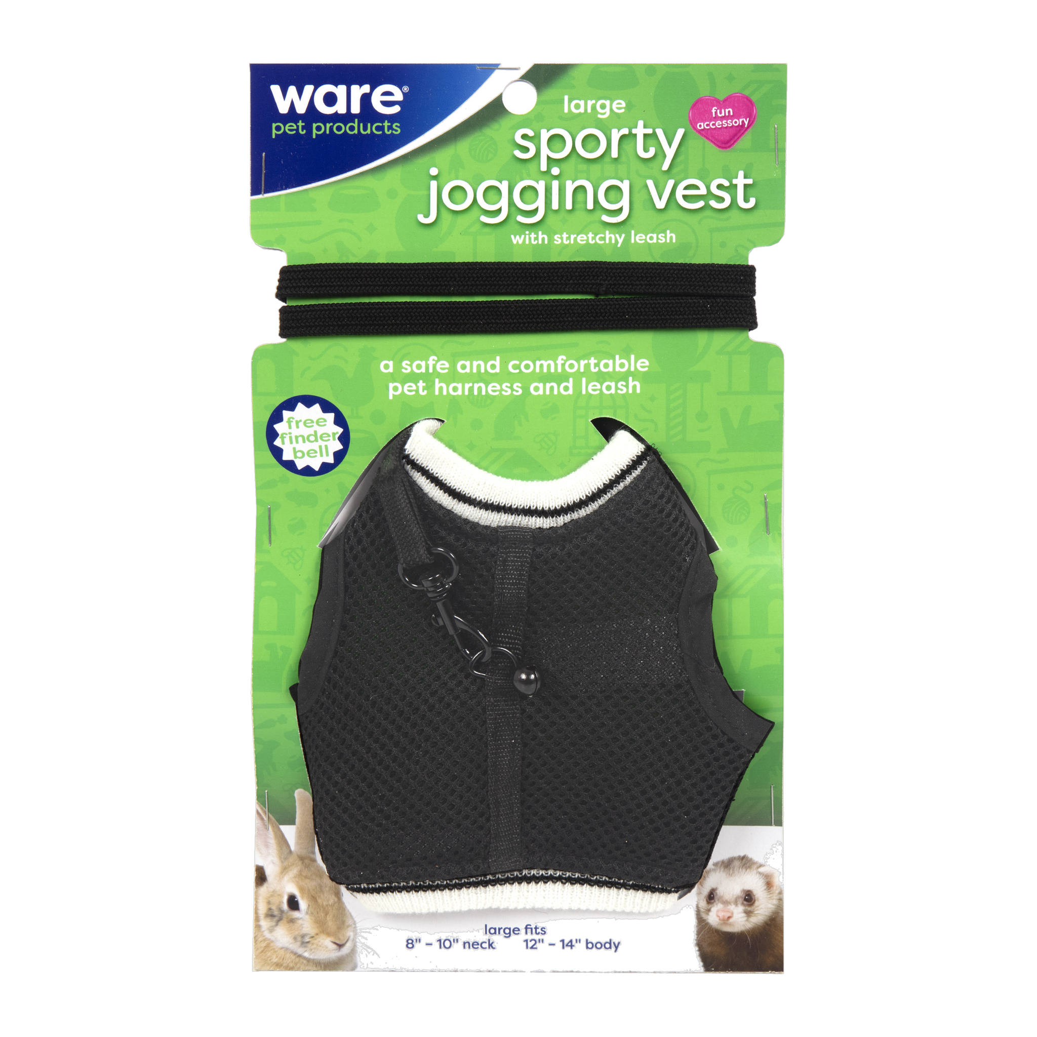 Ware Sporty Jogging Vest small pet harness and stretchy leash, Large