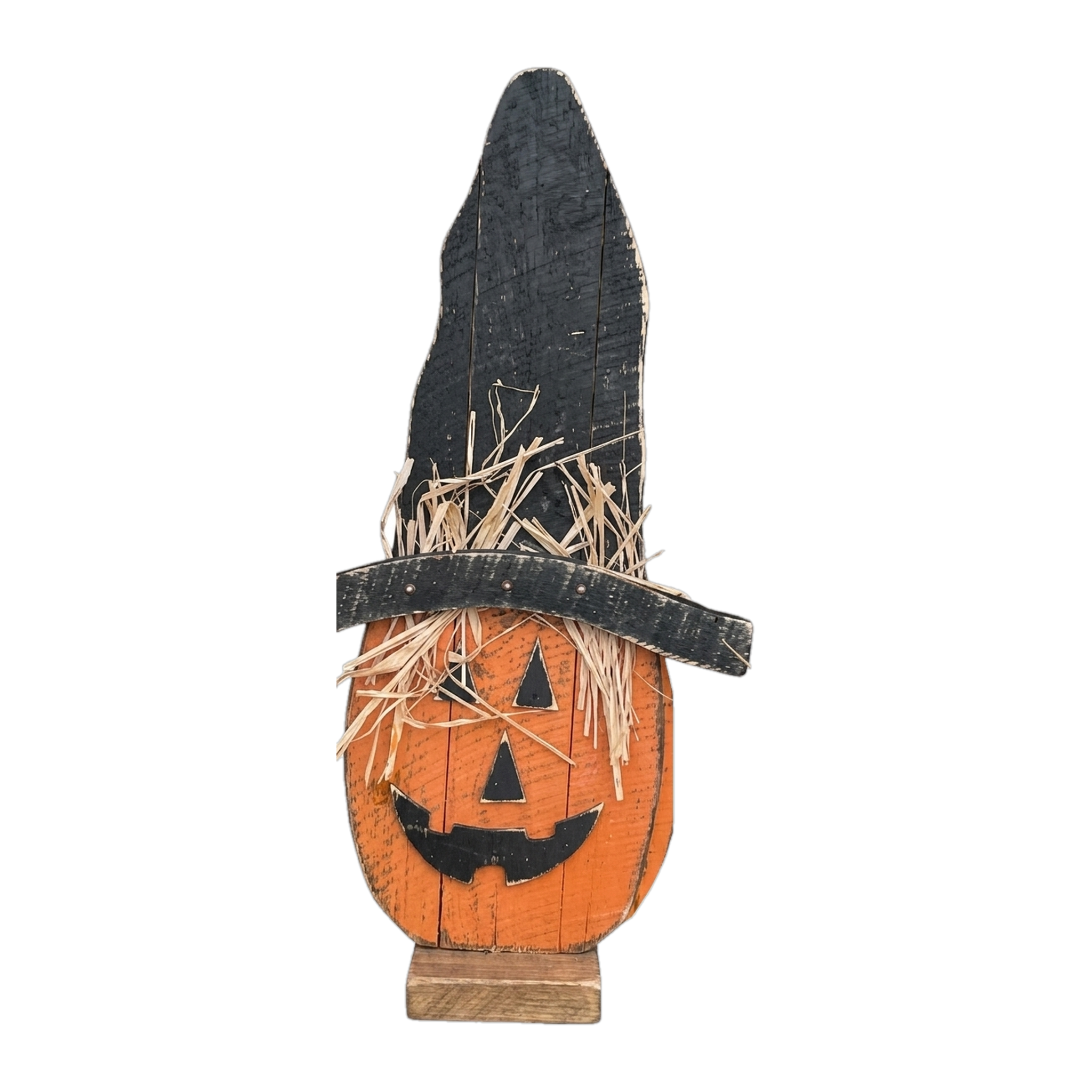 28" Pumpkin Face on Base — Amish handmade wooden fall decor by Woodland Country Creations