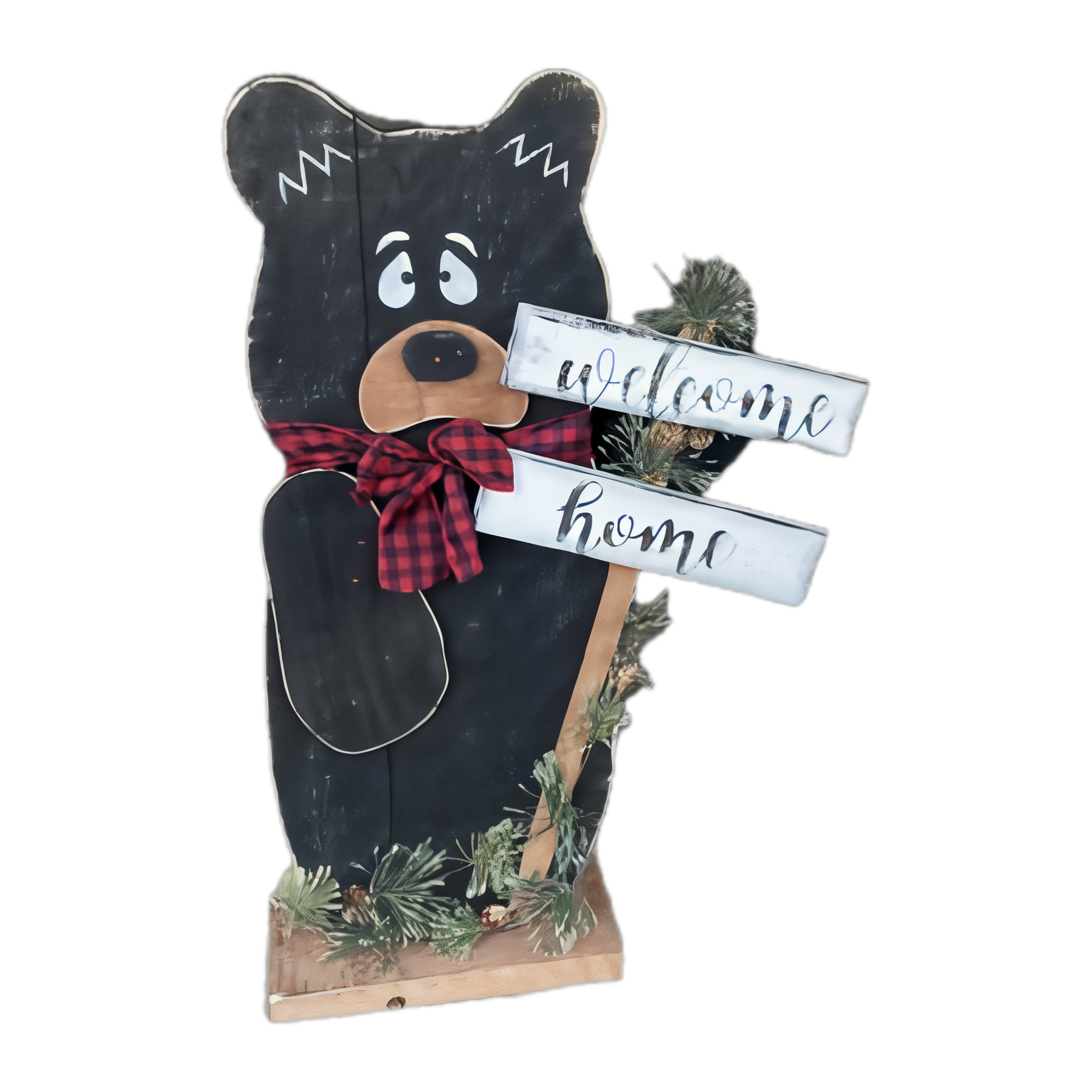 Christmas Bear with Sign — Amish handmade wooden decor by Woodland Country Creations