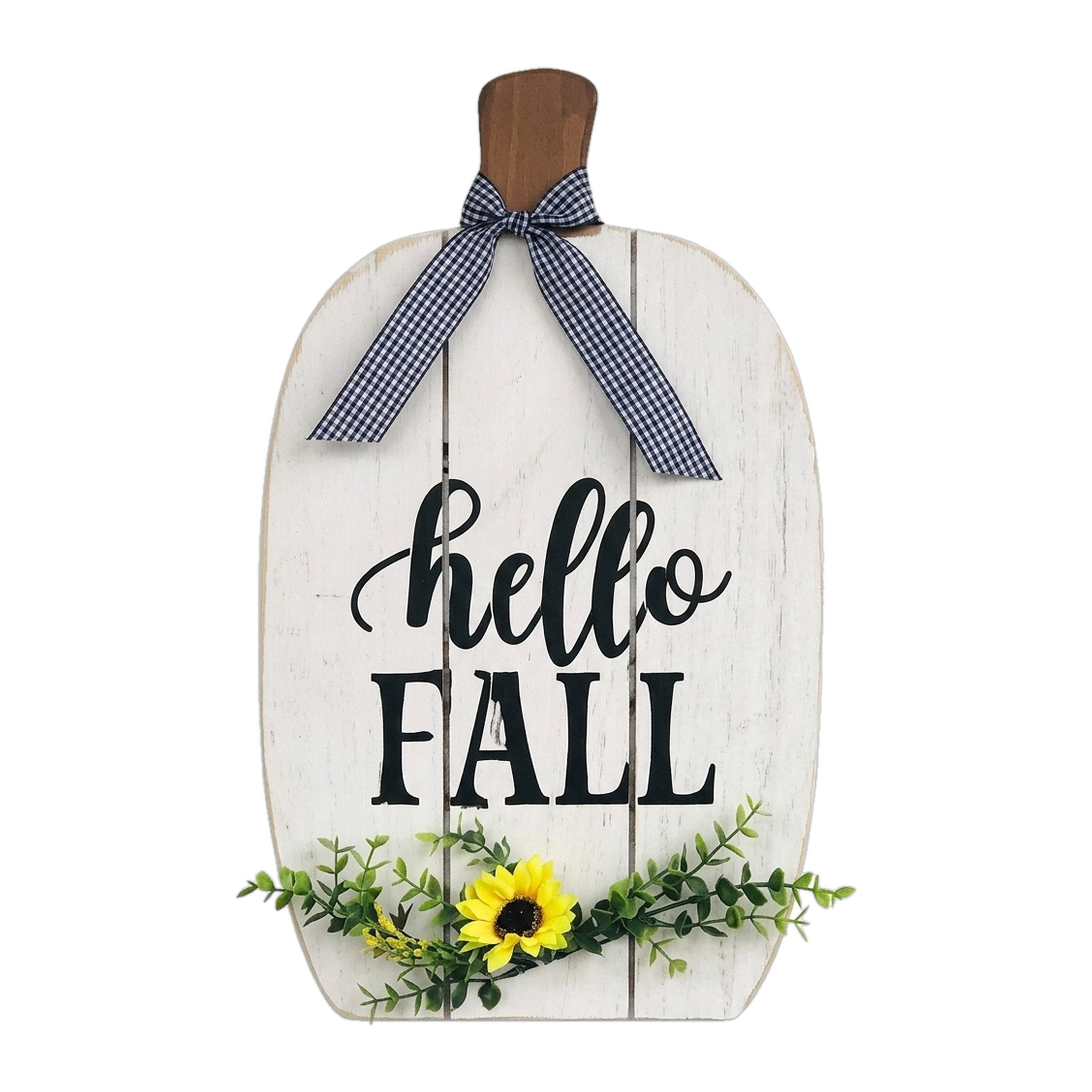 Hello Fall Pumpkin Door Hanger — white version