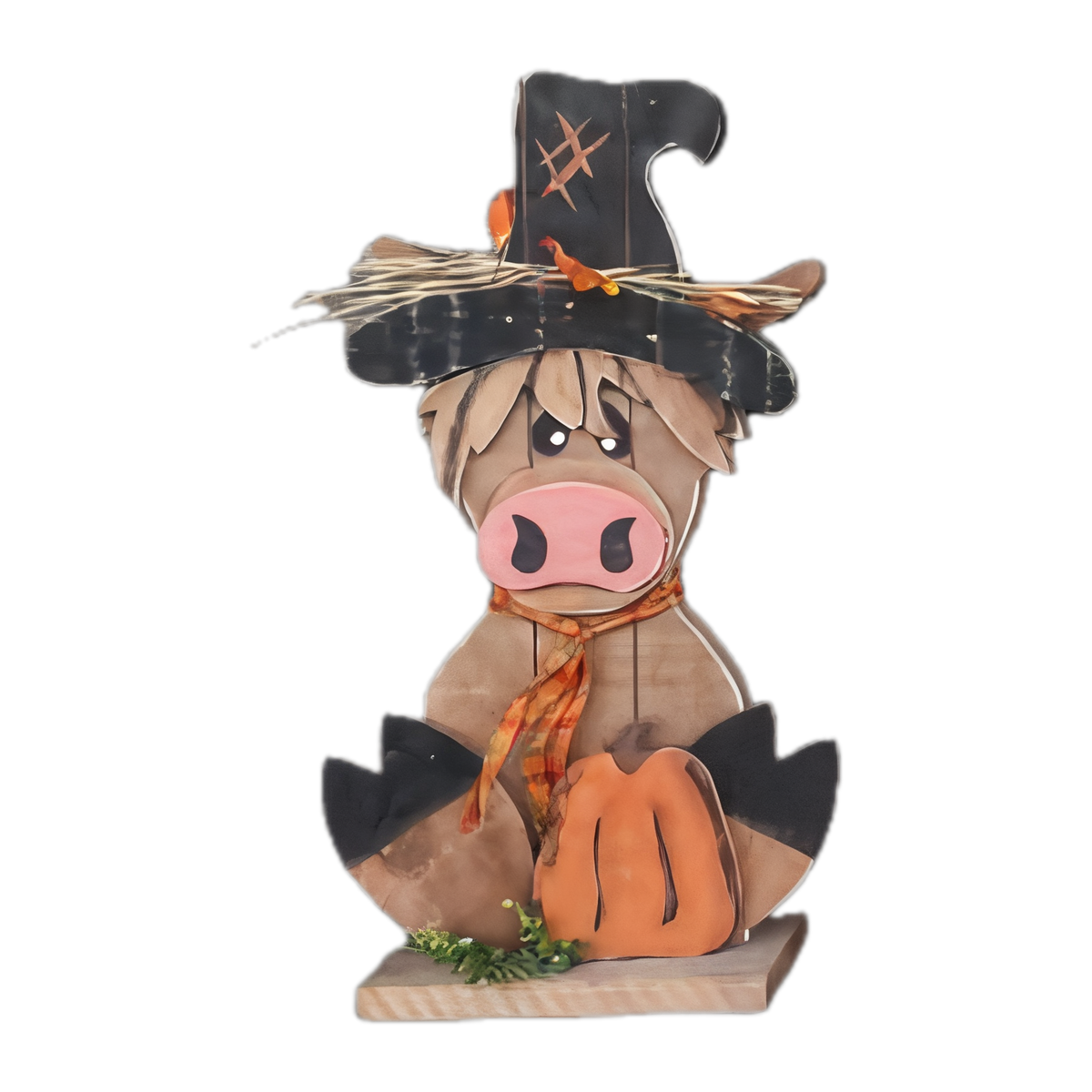Highland Cow with Fall — Amish handmade wooden fall decor by Woodland Country Creations